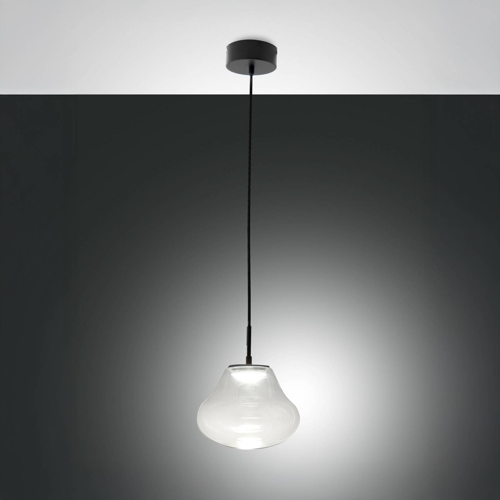 Lampa wisząca LED Deva, przezroczysta, szkło, Ø 25 cm, CCT, ściemniana