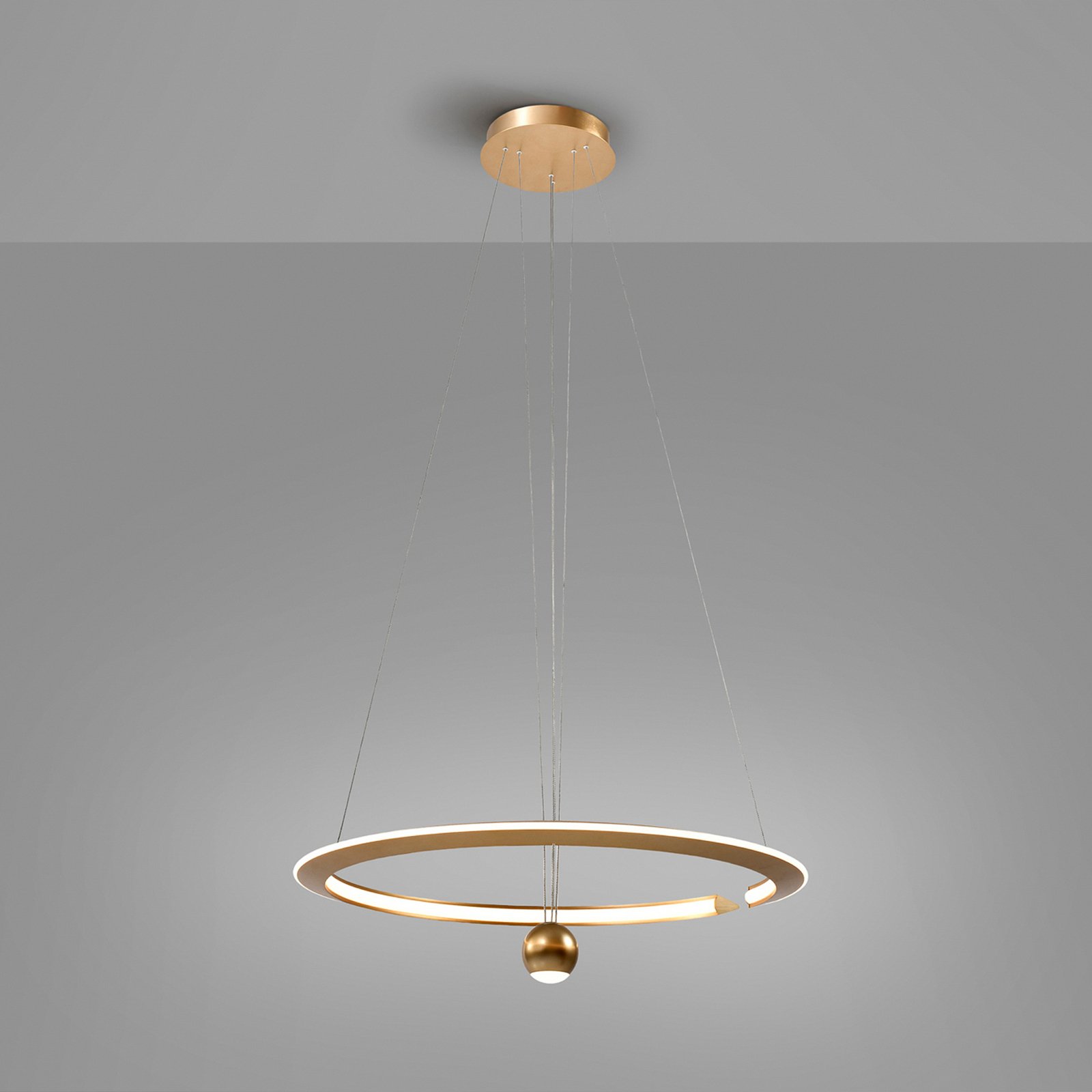 LED piekaramais gaismeklis Orane zelta krāsā, regulējams augstums, Ø 60 cm