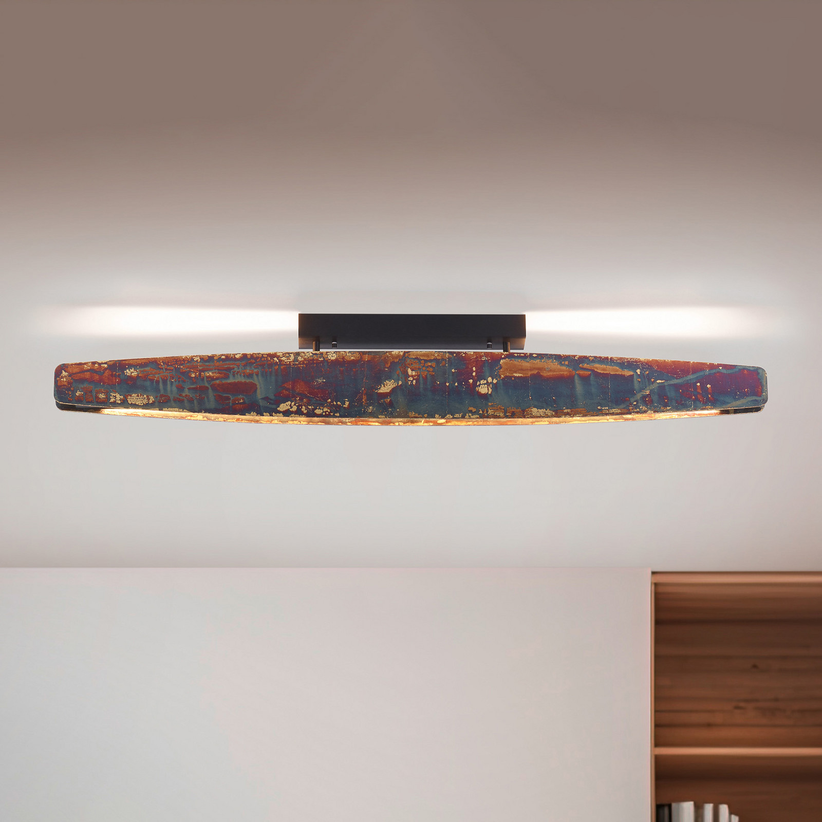 Plafonieră Quitani LED Persida metal de impact auriu - Camera de zi / sufragerie - Design industrial - metal de impact de culoare aurie