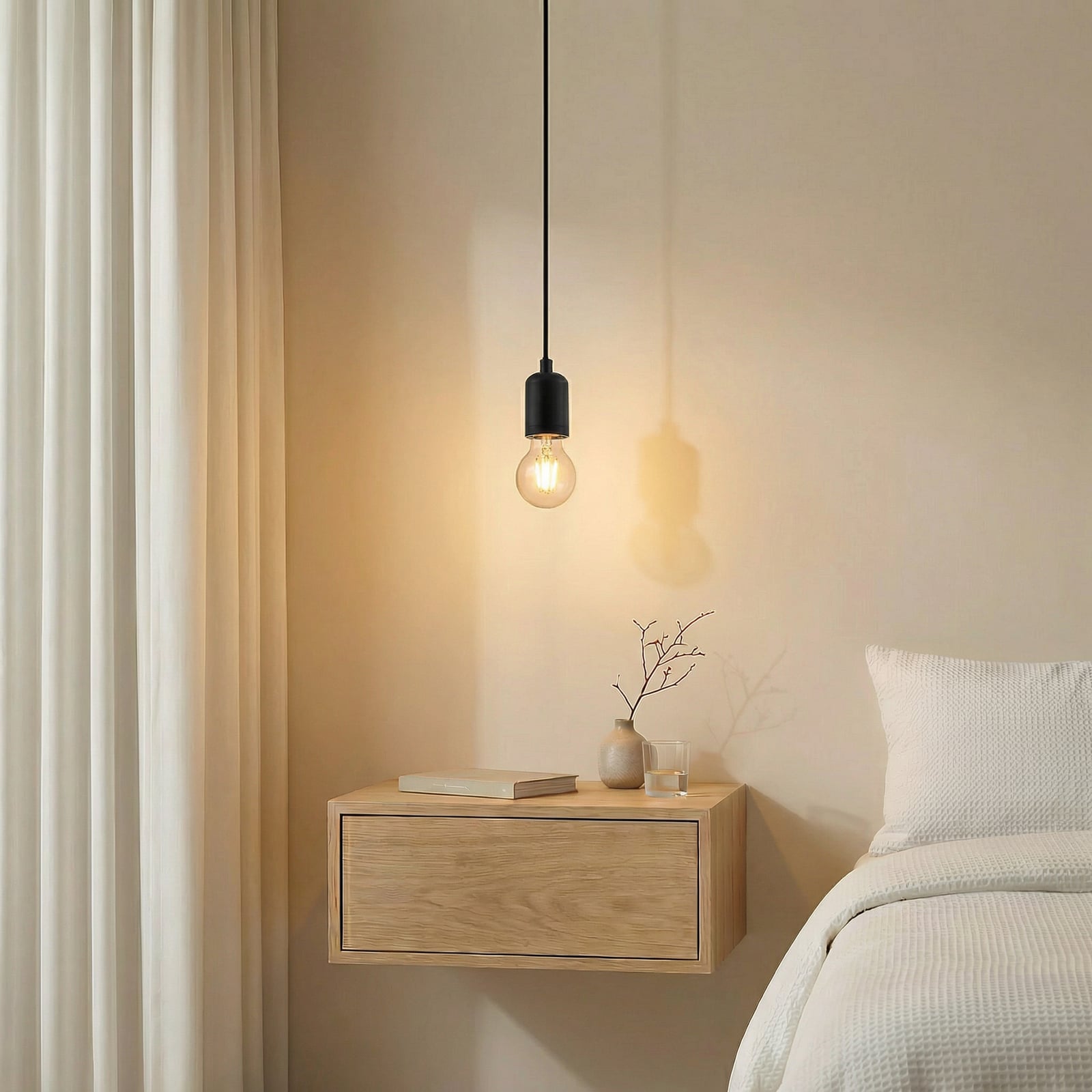 Hattie pendant light, E27 socket, Ø 4.7 cm, black, metal - Lindby