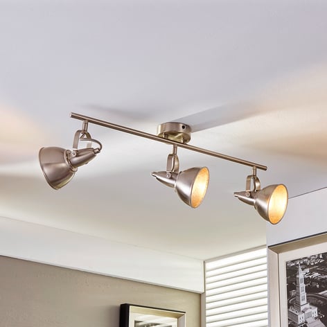 Deckenlampe Julin mit drei Schirmen in Nickel
