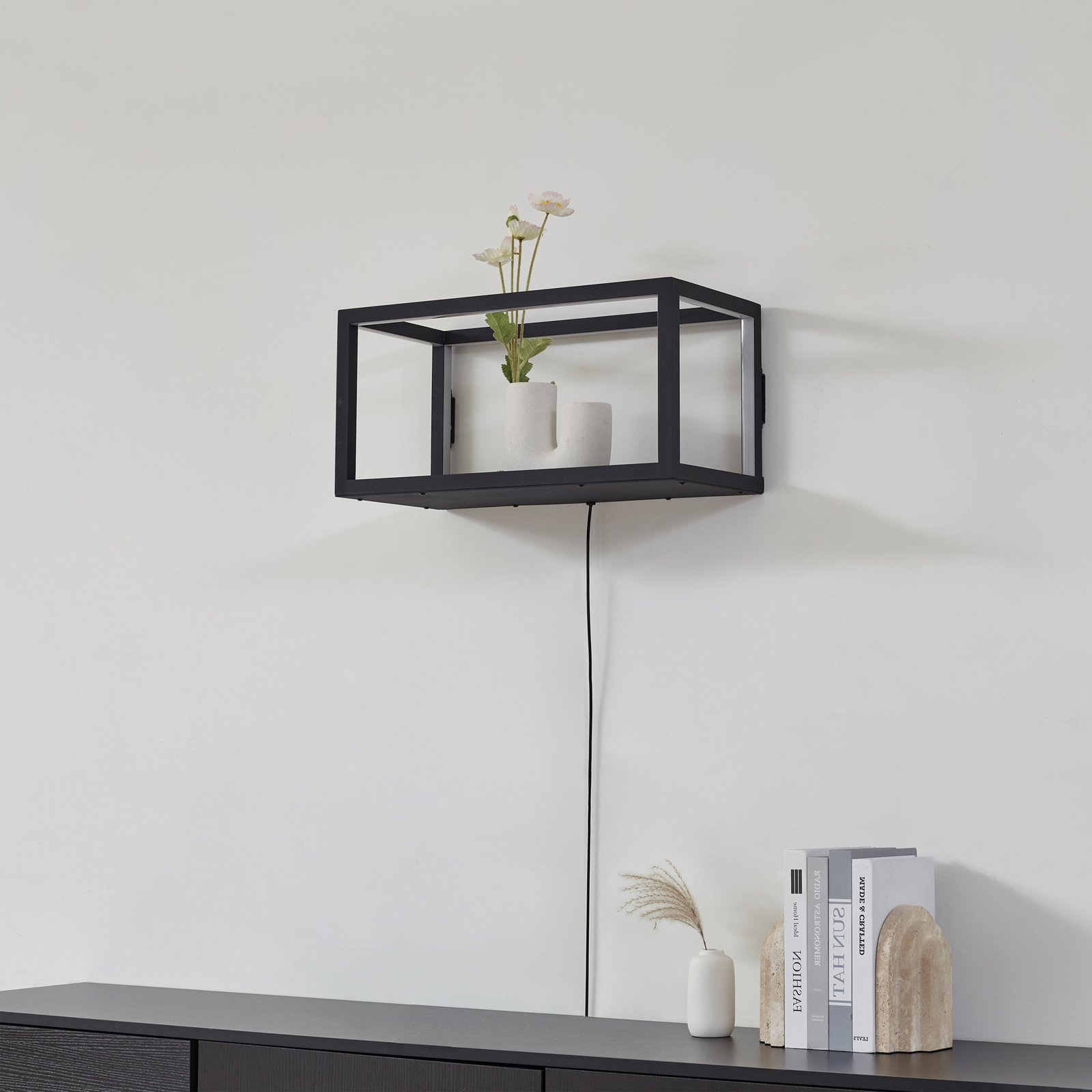 Birta LED wandlamp, stekker, plank, 51 cm, USB - Lindby