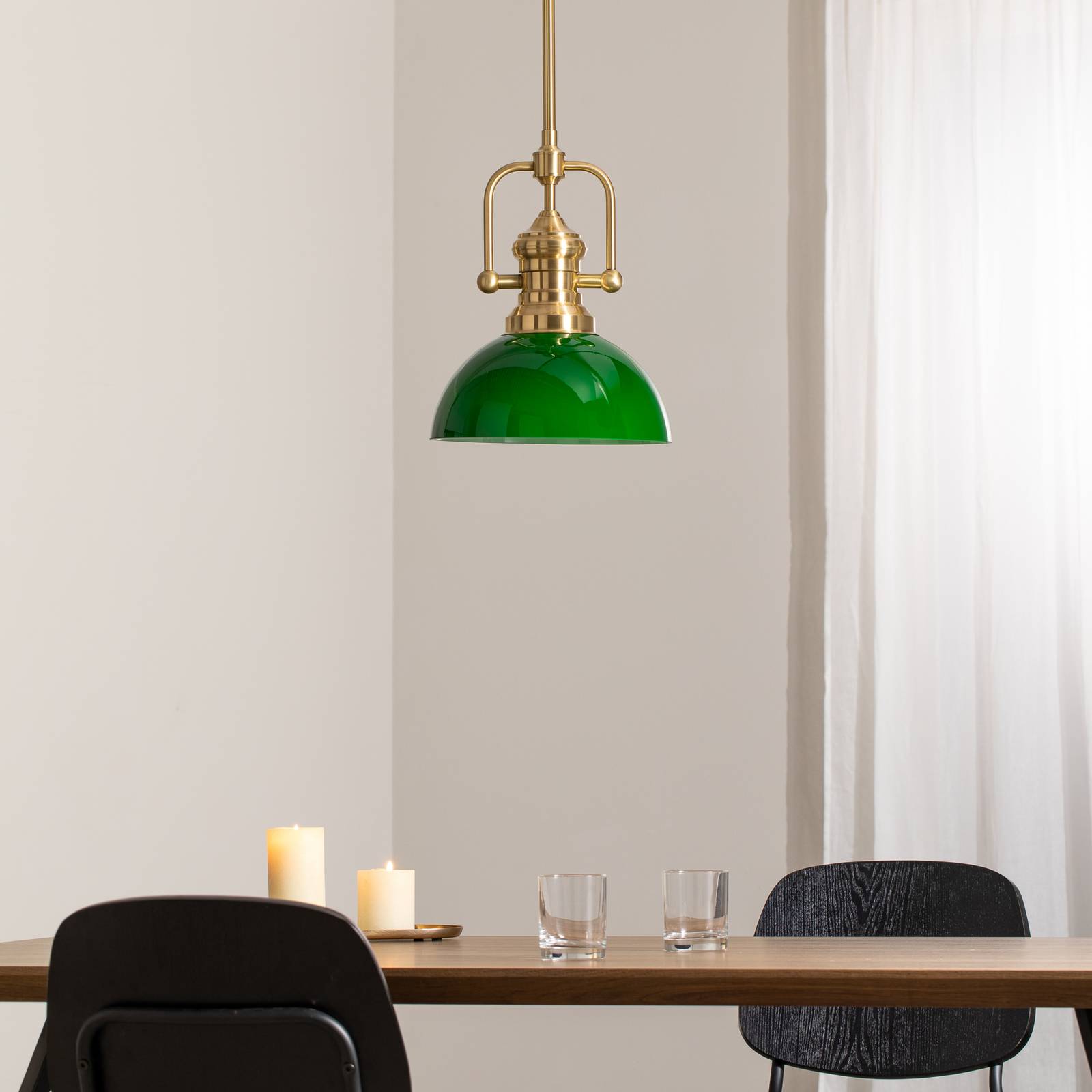 Lampa wisząca Platino, złoty/zielony, szkło, 1-punktowa, E27