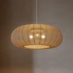 Lindby hanglamp Helin, bruin, Ø 70 cm, textiel, 3 x E27