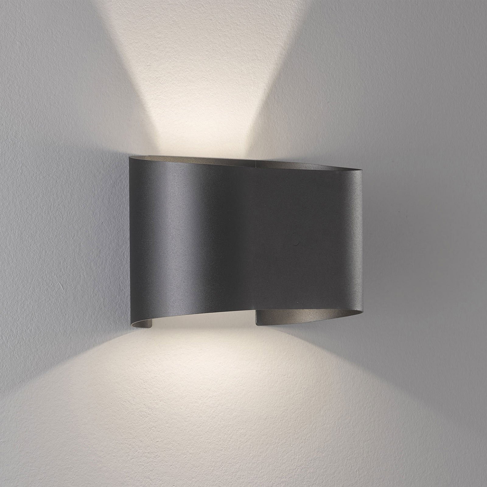 LED wandlamp Wall, 2-lamps, rond, zwart
