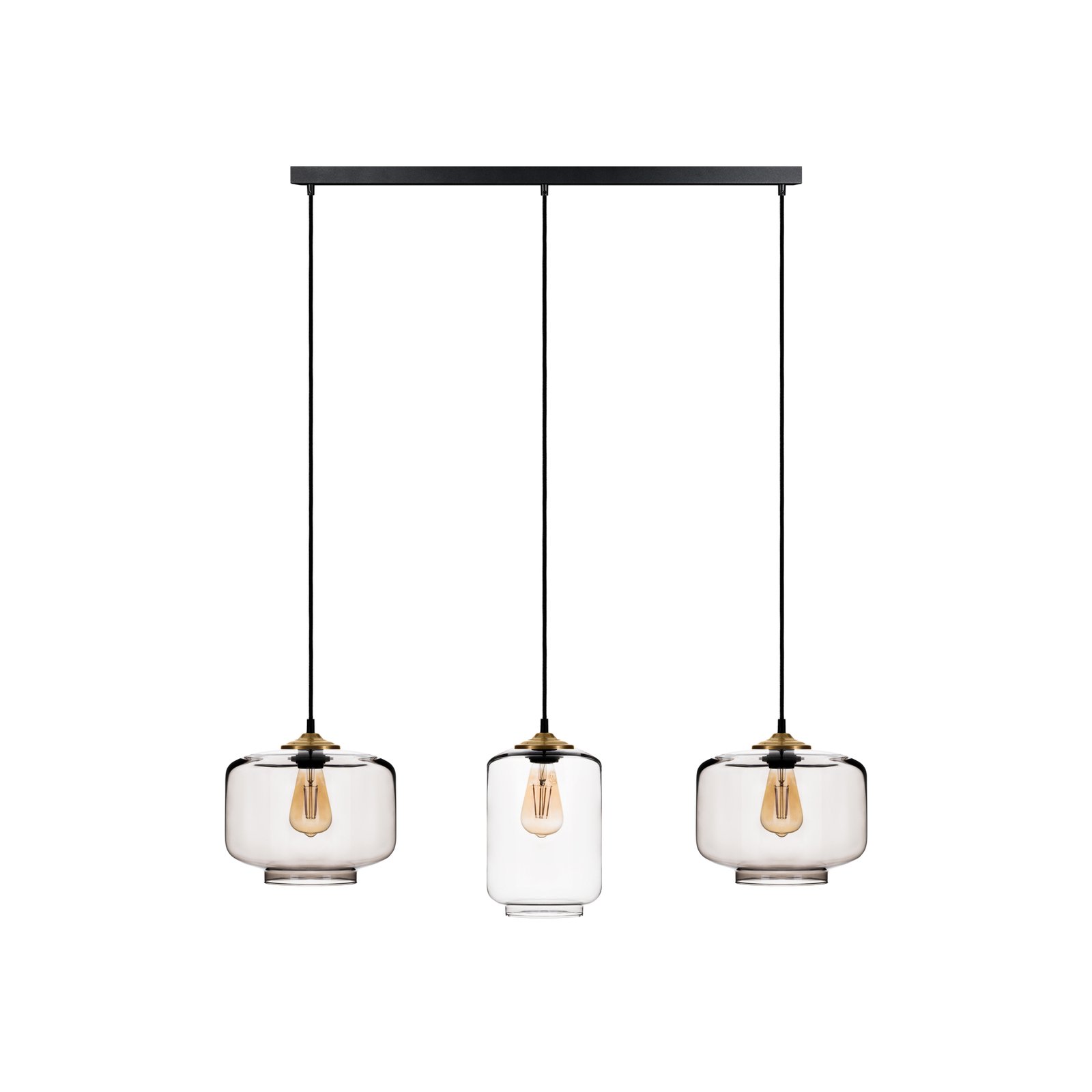 Hanglamp Tube 3-lamps kappen cilindrisch/rond rook
