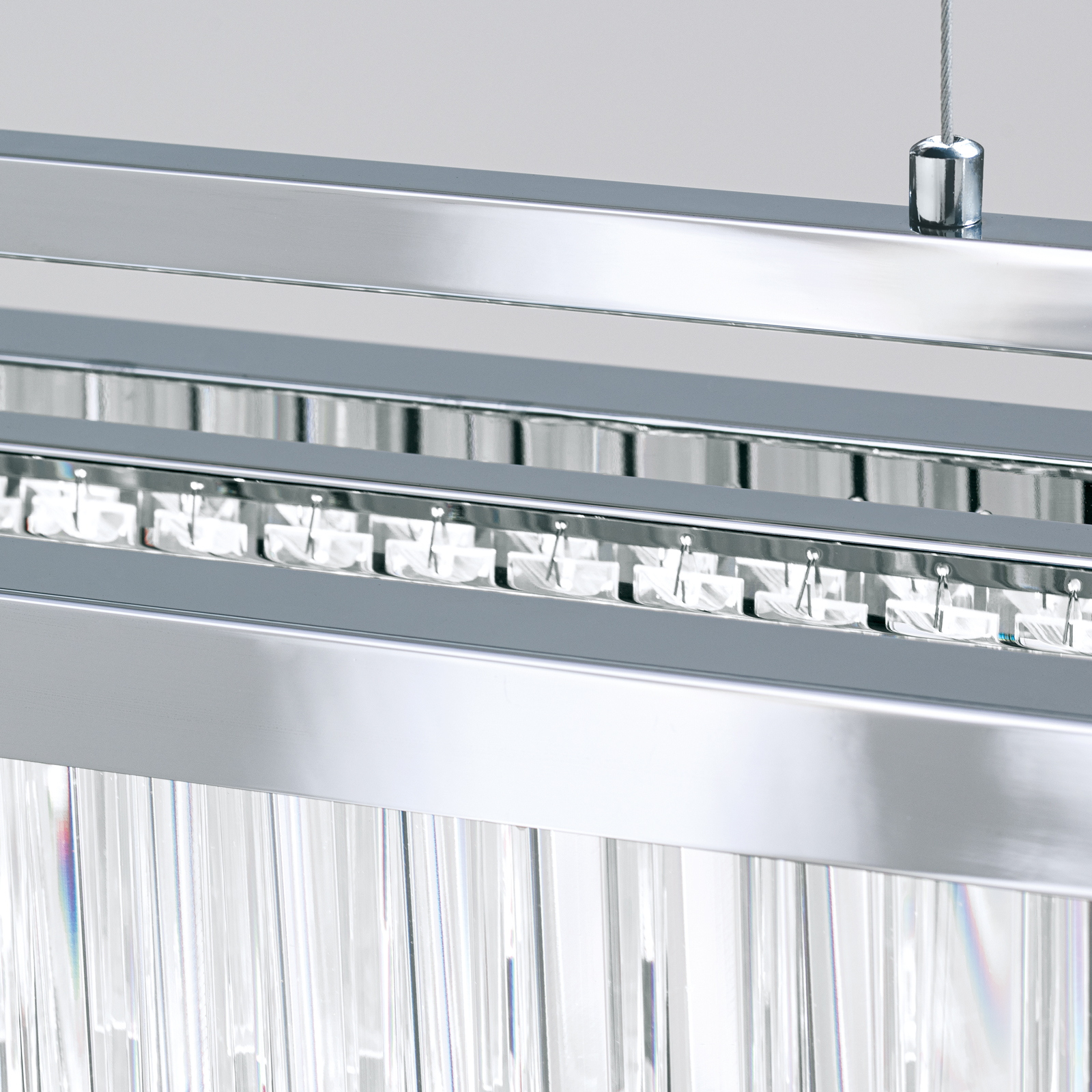 Závesné LED svietidlo Prism, podlhovasté chróm