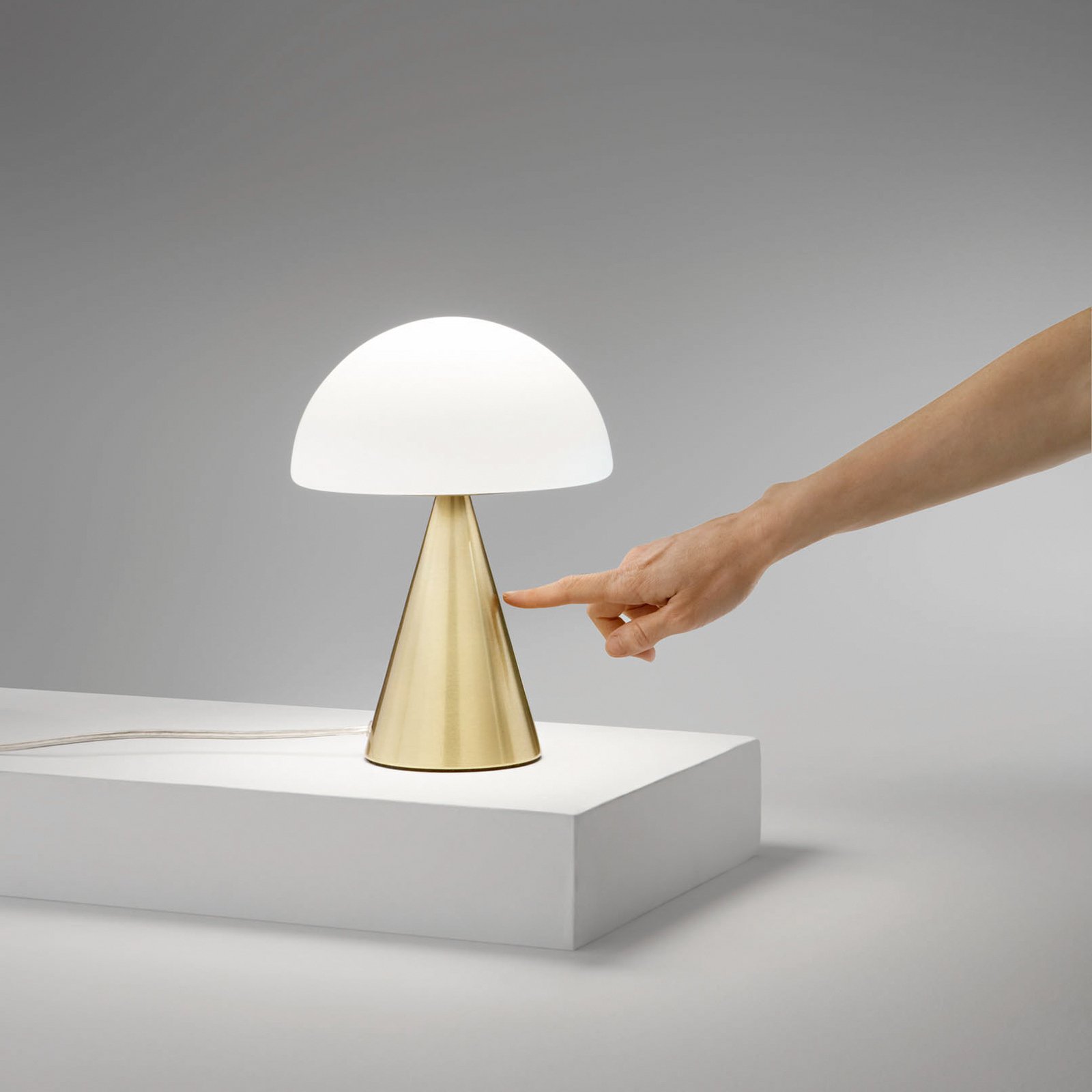 LED table lamp Blip, brass/white, glass, CCT, touch dimmer