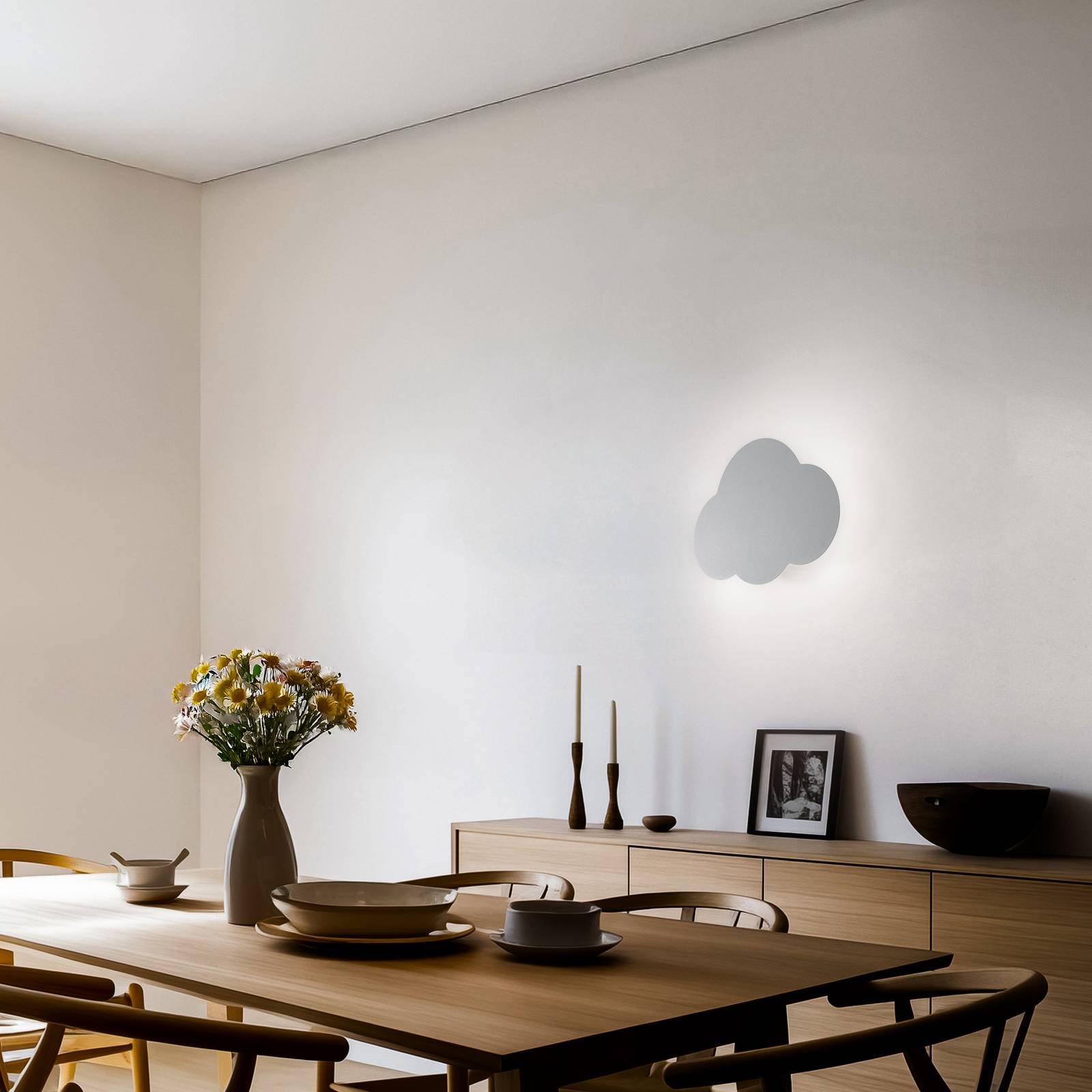 Wandleuchte Cloud, grau, 38 cm breit, Metall, Wolke, G9 günstig online kaufen
