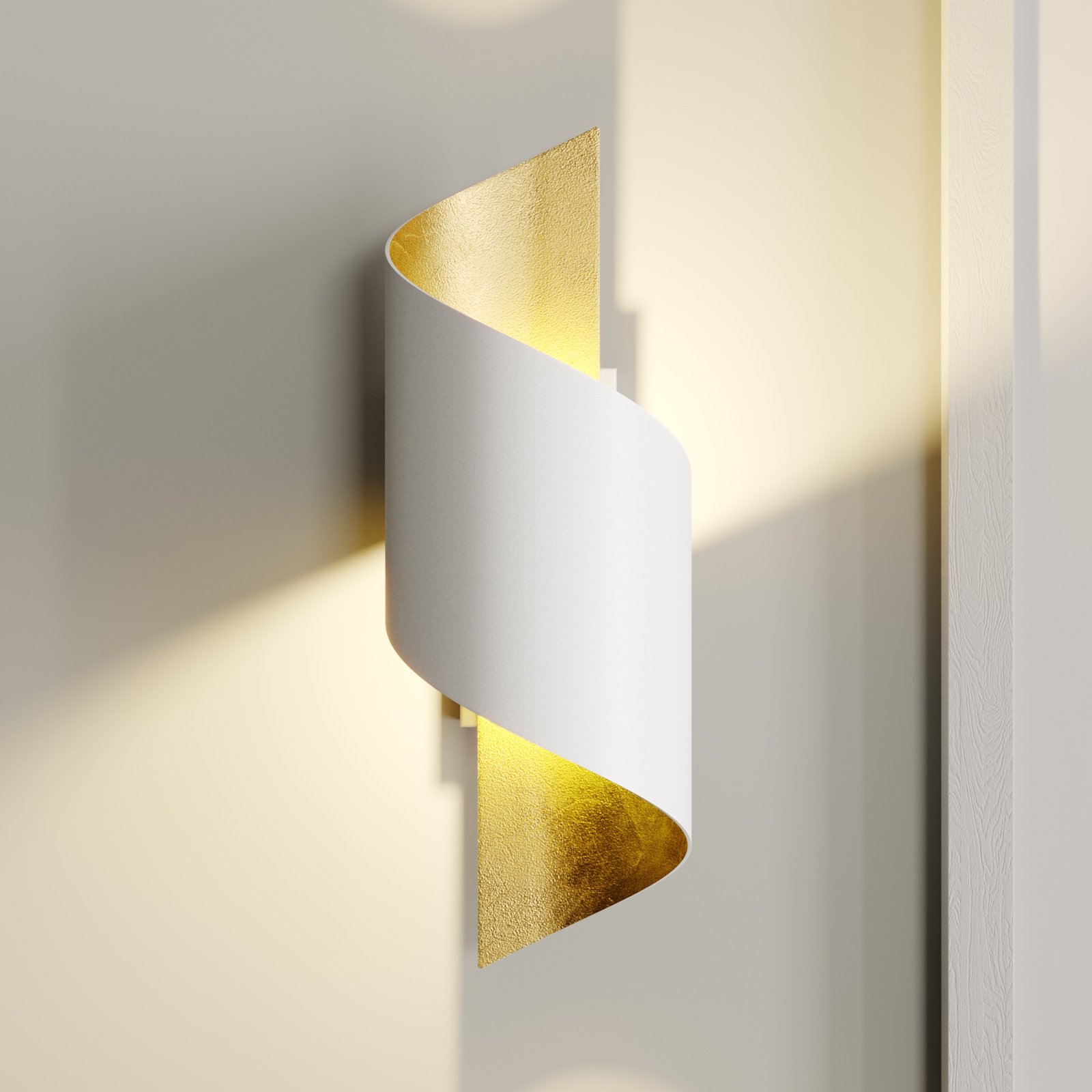 Lindby wall light Desirio, white, gold-coloured, G9, metal