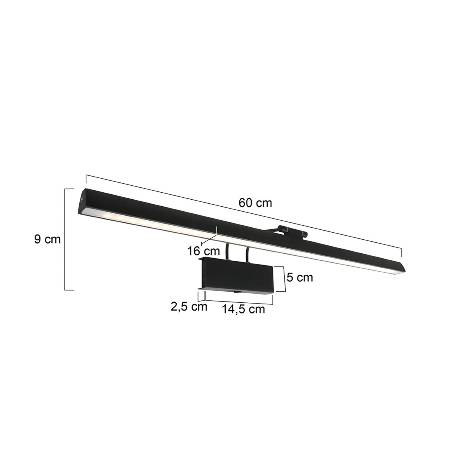 Φωτιστικό τοίχου LED Litho, μαύρο, μέταλλο, CCT, πλάτος 60 cm