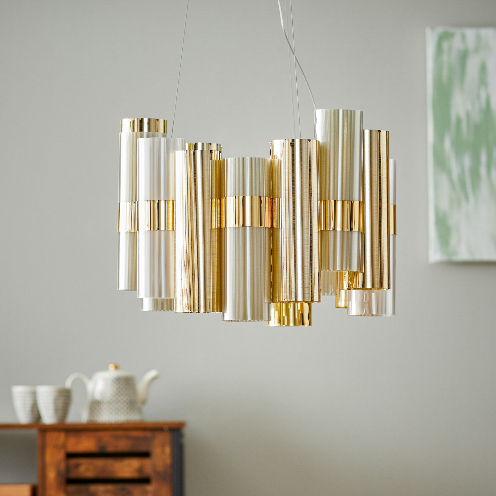 Slamp La Lollo M LED hanging light, gold Lights.co.uk