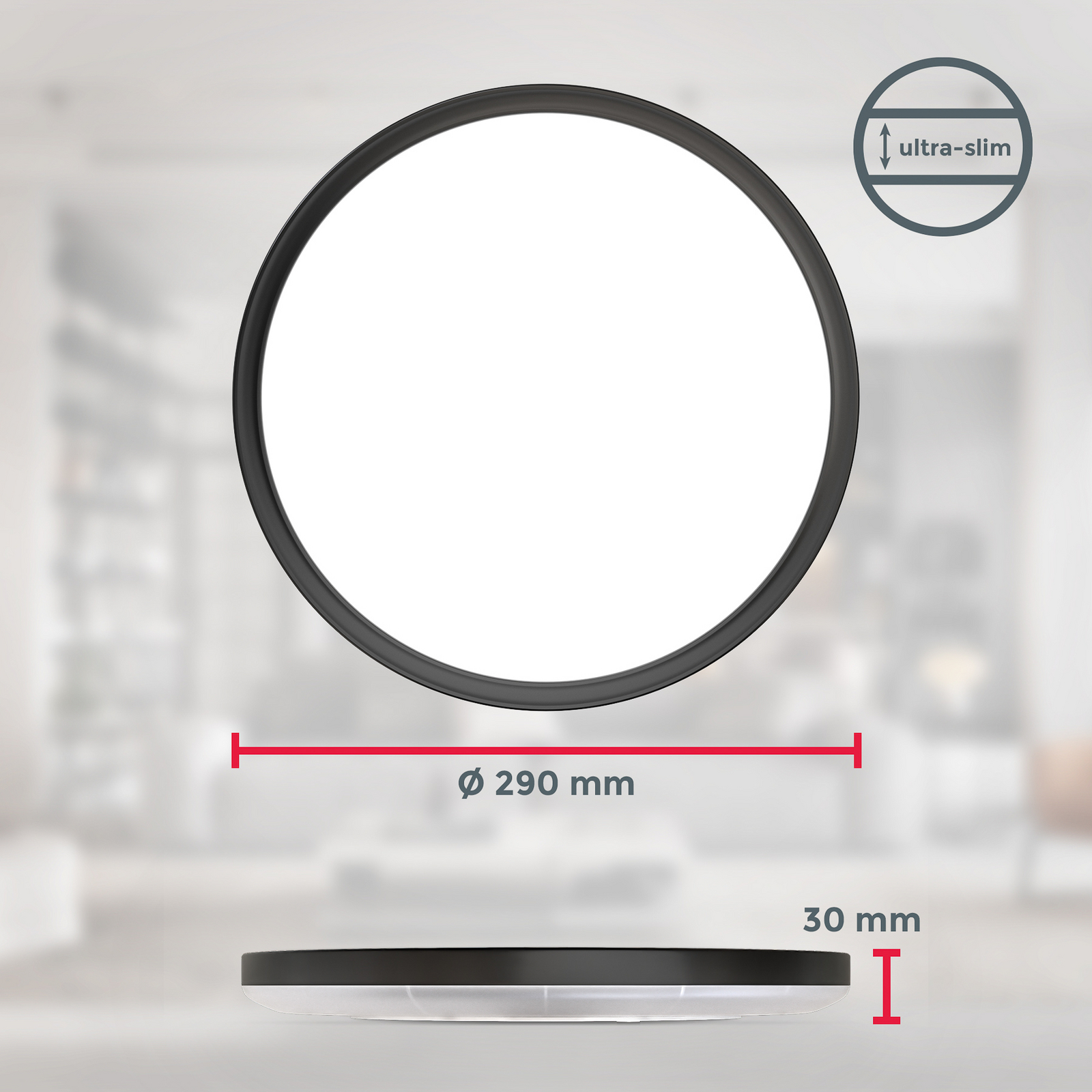 LED paneel Slim met afstandsbediening RGBW, Ø 29 cm, zwart,