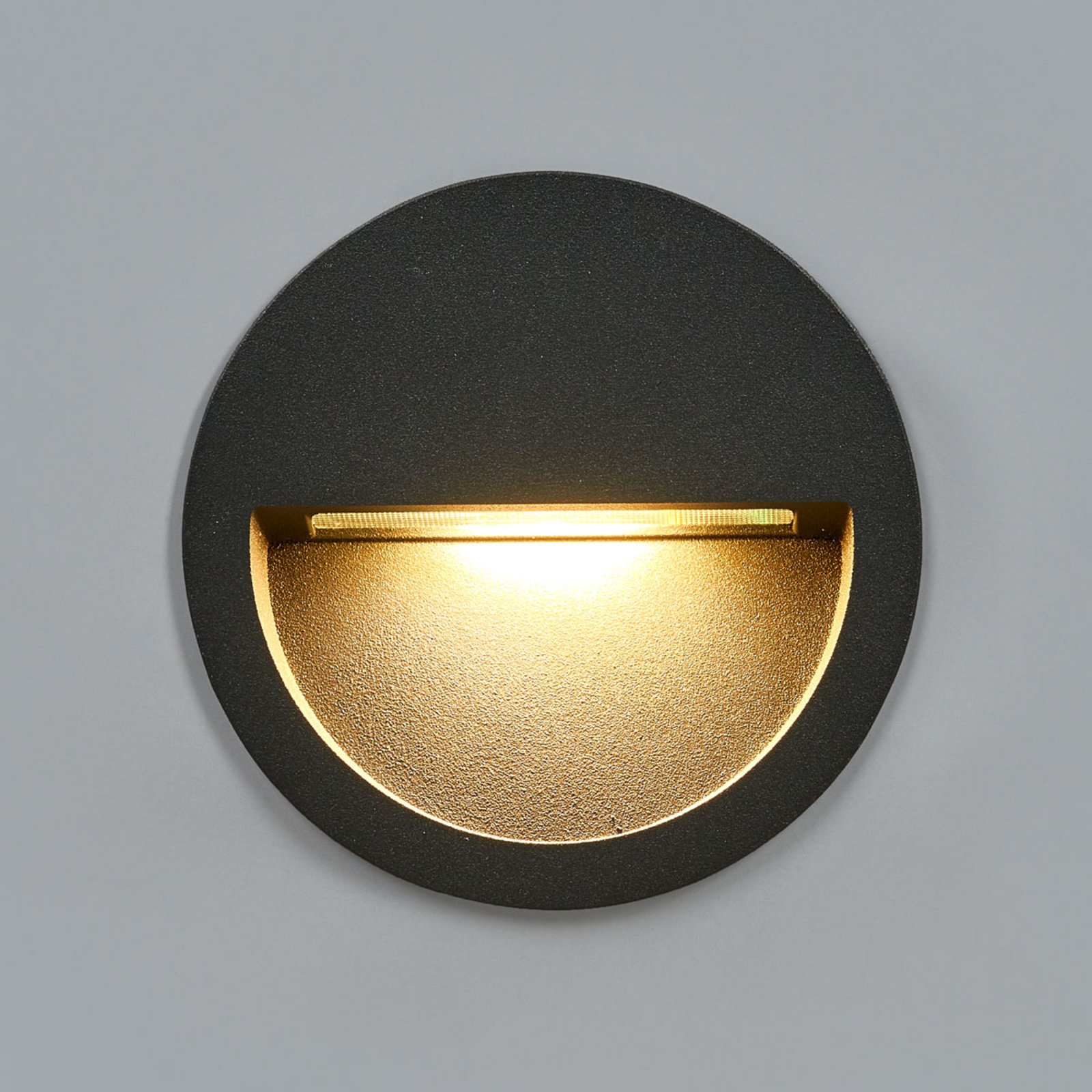 Lucande LED-Wandeinbauleuchte Loya, rund, dunkelgrau, außen