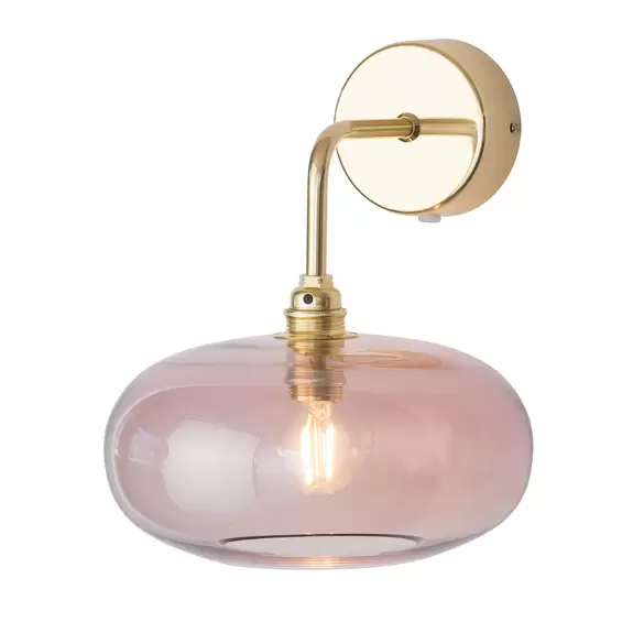 Lampenwelt EBB & FLOW Horizon Arm-Wandlampe gold/rosa Ø 21 cm