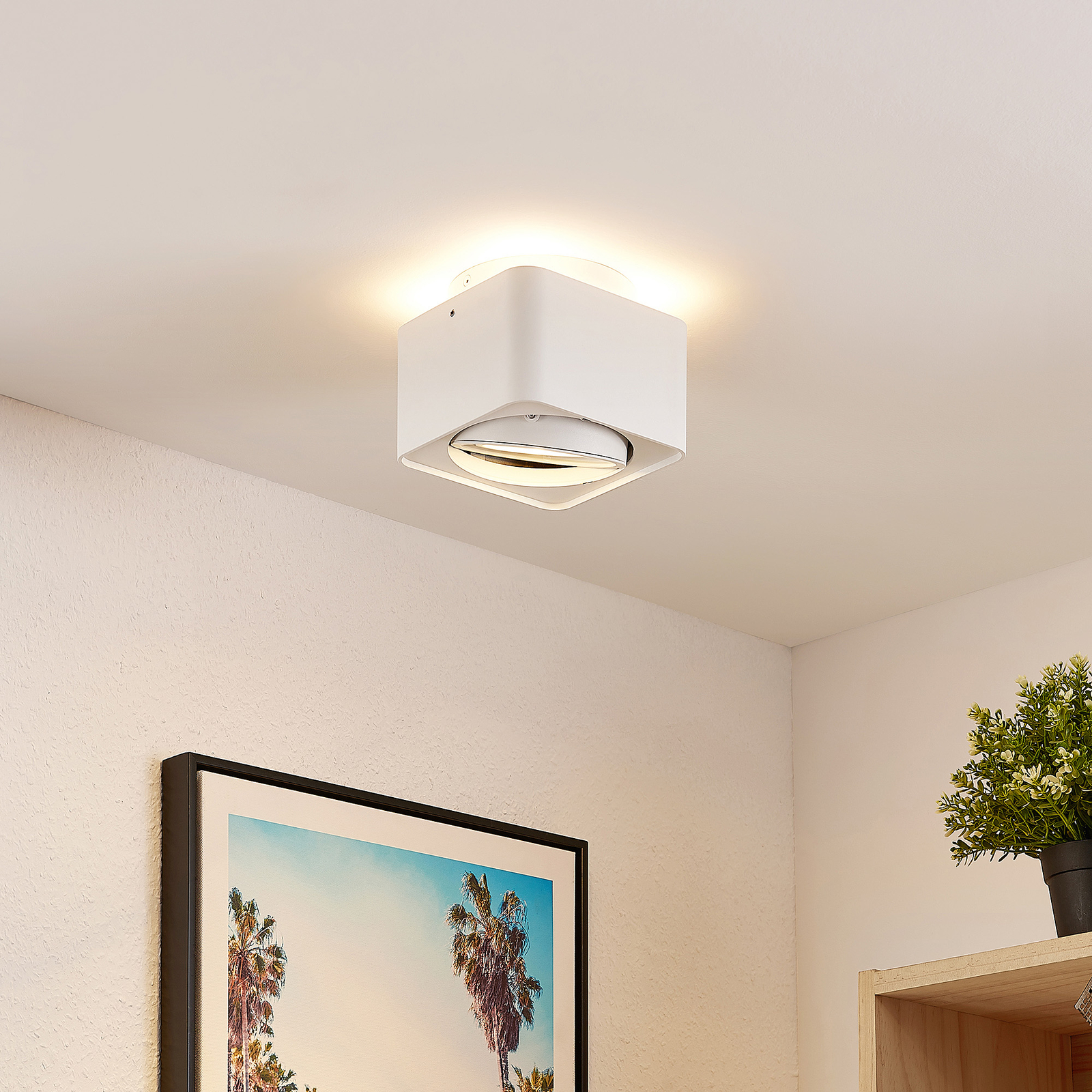Arcchio Talima ceiling lamp, angular, white, aluminium, 15 x 15 cm