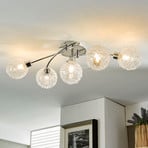 Lindby Deckenlampe Ticino, 65 cm, 5-flammig, Metall, Glas