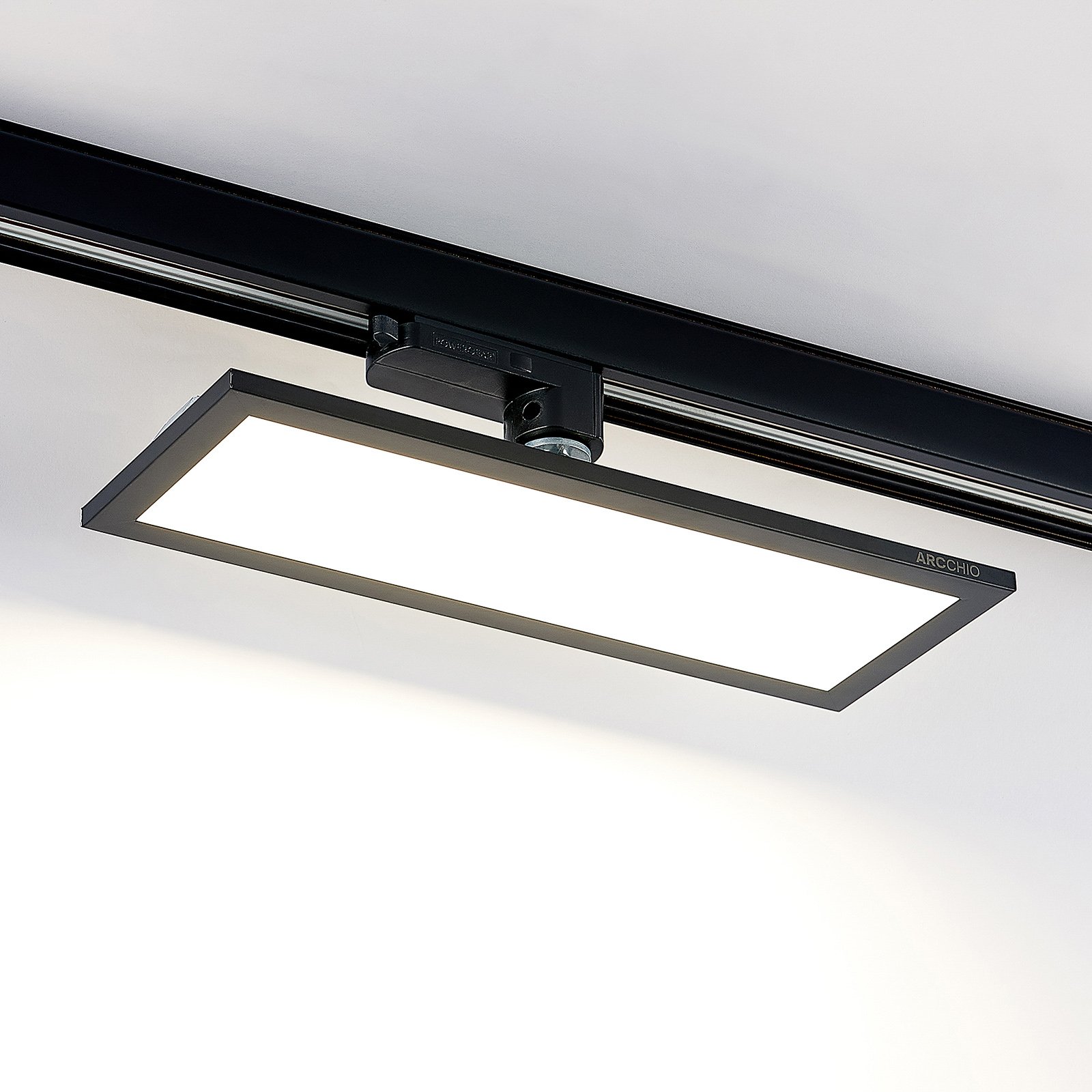 Arcchio Hairis-3-vaihe-LED-paneeli musta, 4 000 K