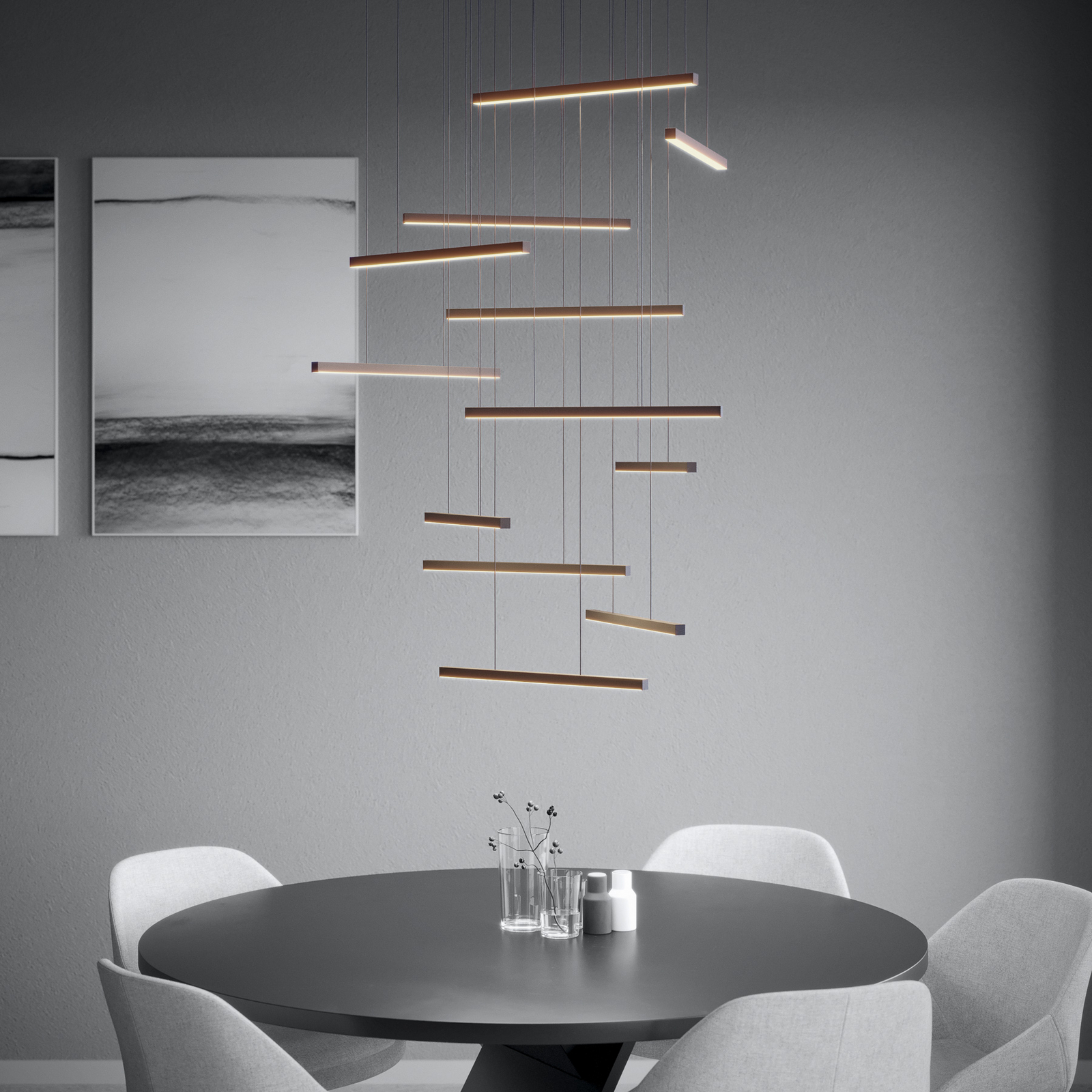 Stars of Light LED висяща лампа Lindoza, черна, 44 см, 12-лампова