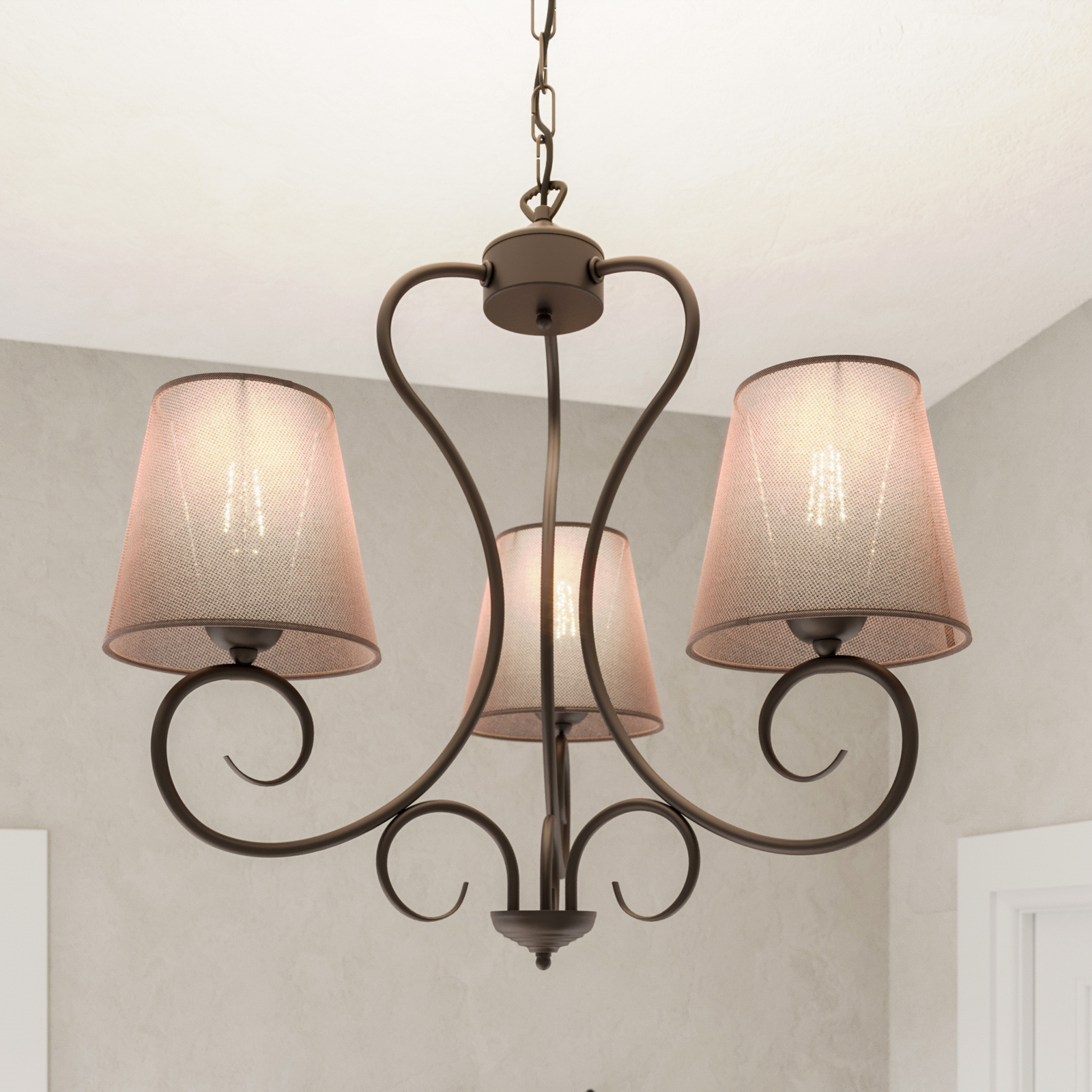 Lustre Midgrad à trois lampes, brun