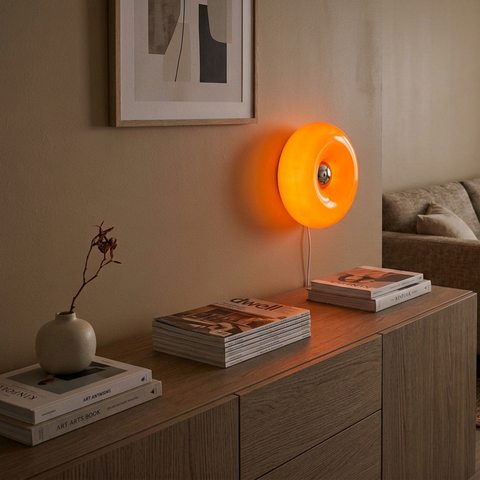 LED tafellamp Basile, oranje, glas, 2.700 K