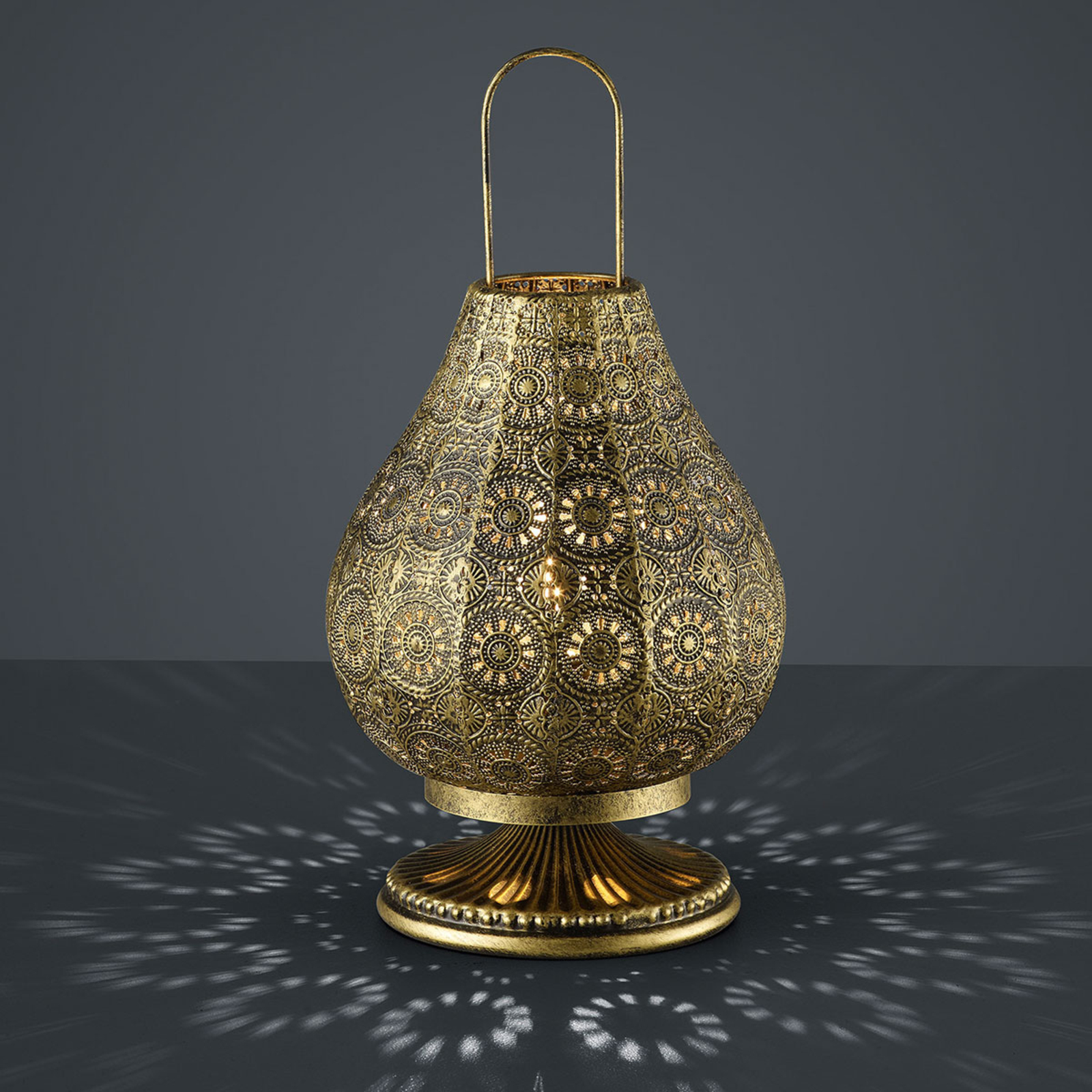 Trio Lighting Jasmin table lamp, oriental design, antique brass, for Living / Dining Room, metal, E14, 40 W, energy efficiency: A++, H: 36 cm