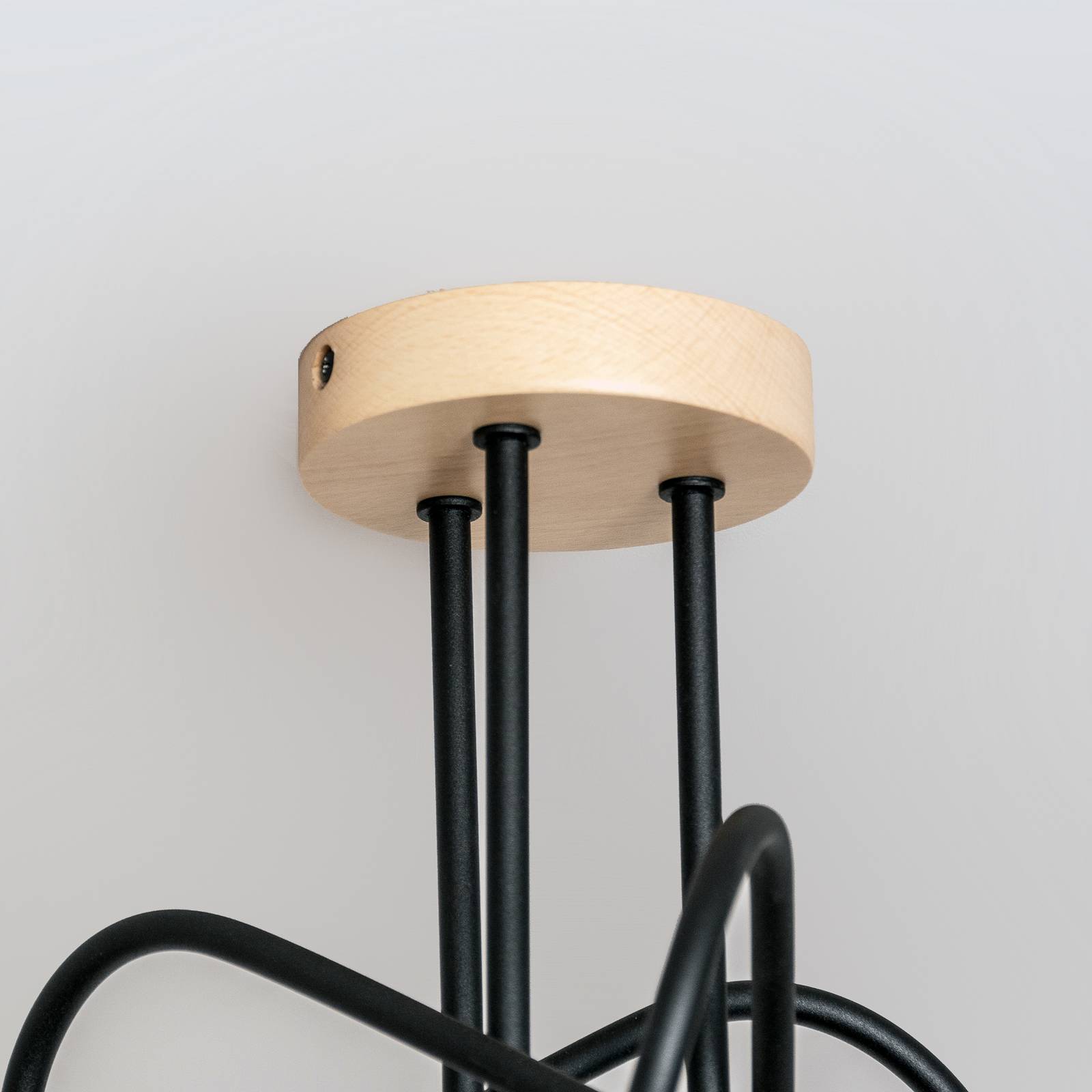 Lampa sufitowa Oxford, czarna, drewno, metal, 3-punktowa, Ø 44 cm