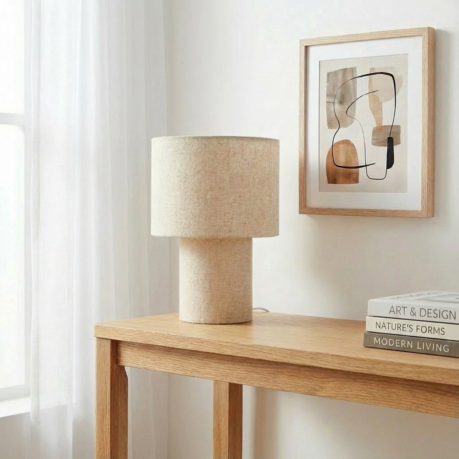 Elfie pöytävalaisin, beige, E27, Ø 23 cm, pellava - Lindby