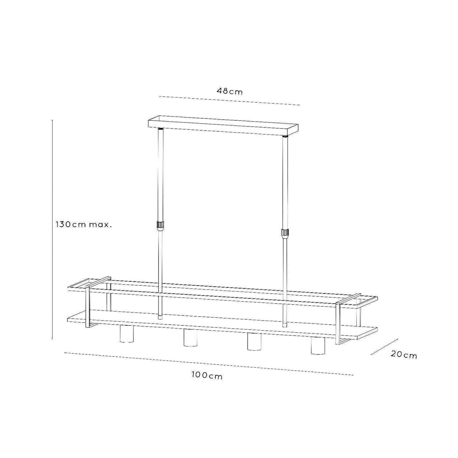 Hängelampe Milonga, schwarz, Länge 100 cm, Metall/Holz
