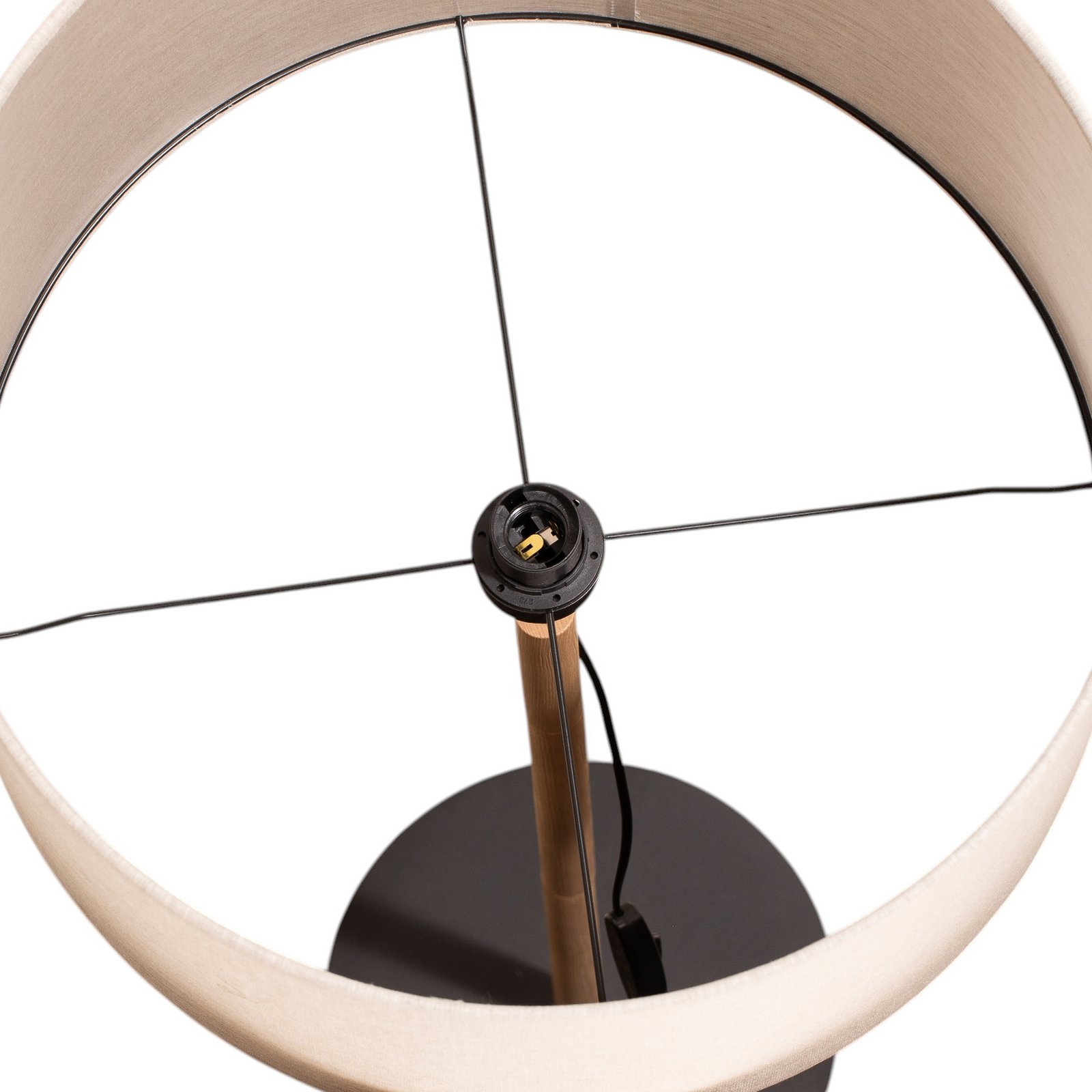 Stojací lampa Deva Nature, textil, dřevo