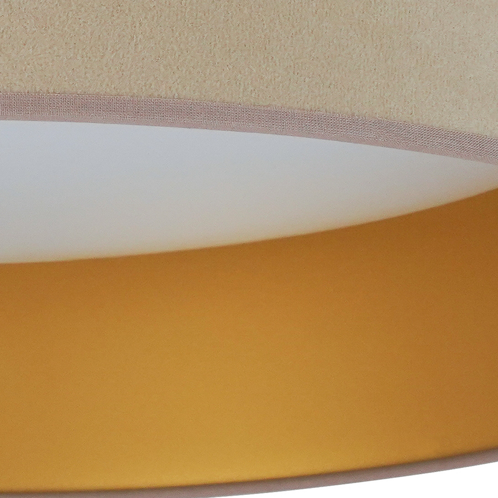 LED griestu gaisma Plafond, samts, smilškrāsas/zelta, audums, Ø 45 cm,3