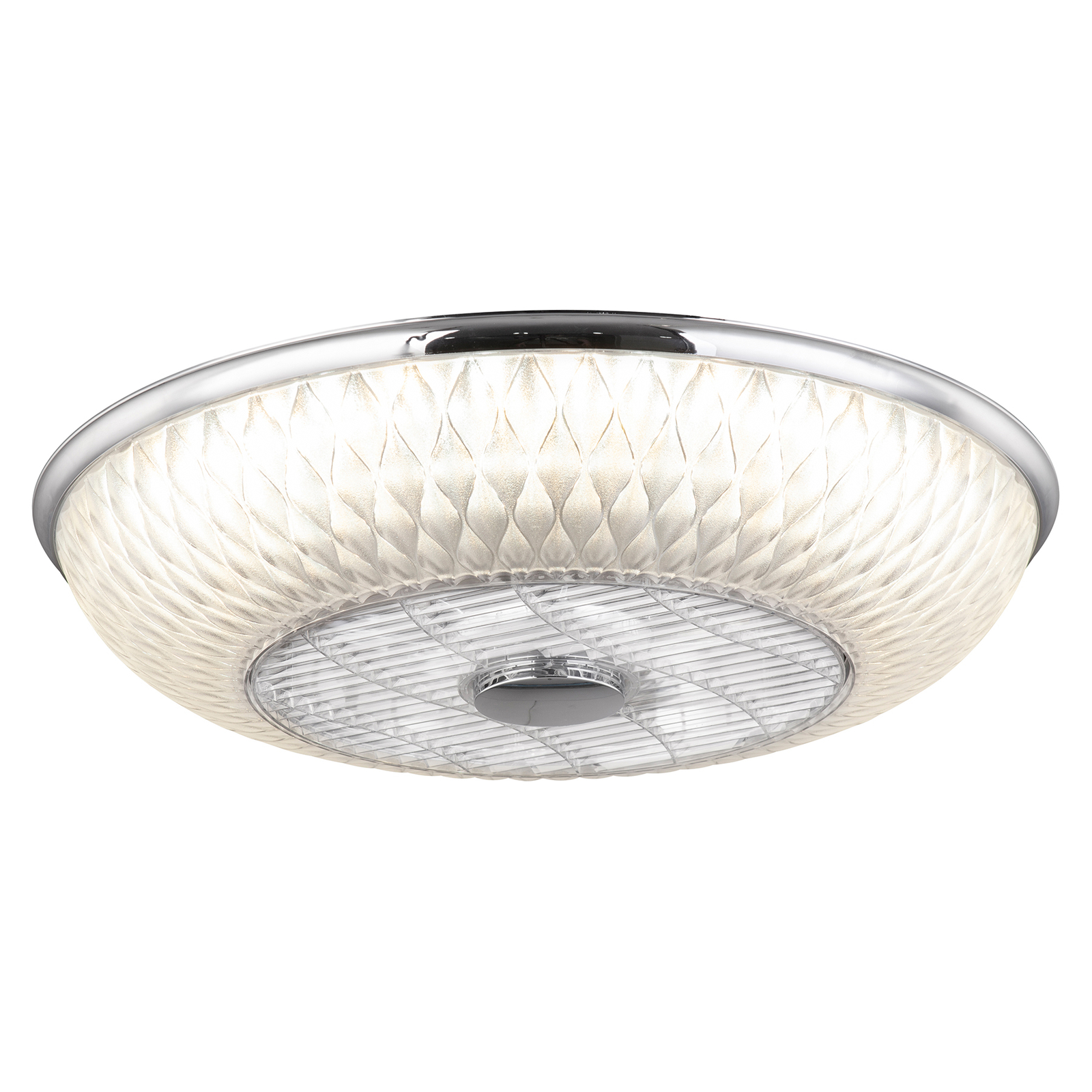 Globo Rosario LED ceiling fan, white and chrome, for Bedroom, metal, plastic, 36 W, energy efficiency: A+, H: 20 cm