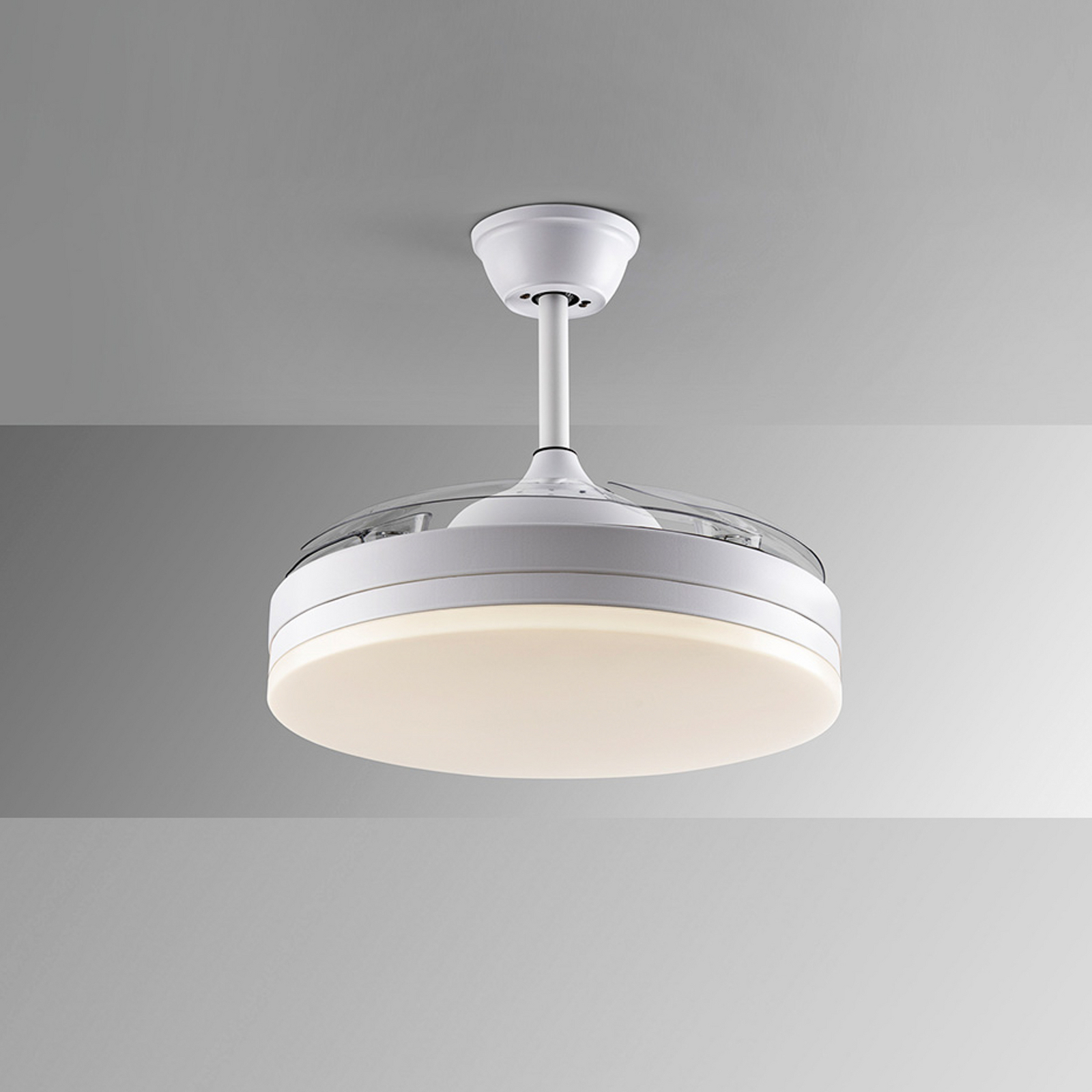 LED stropni ventilator Vento bel/dimno siv DC, Ø 100 cm tih