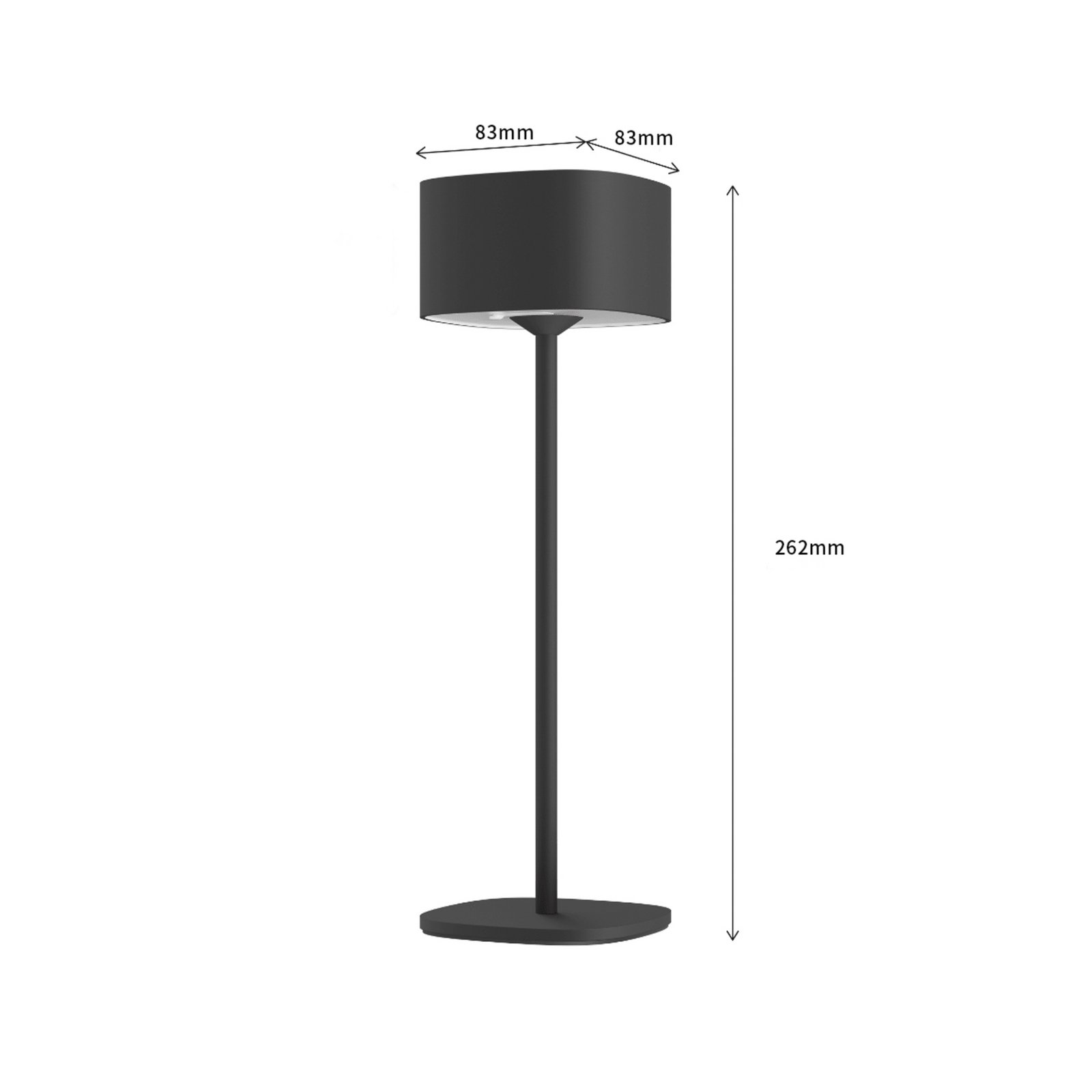 Calex LED-akku-pöytävalaisin Serino, musta, alumiini, 2700 K