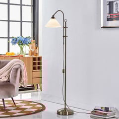 Stojacia lampa Lindby Otis, starožitná mosadz, sklo, 170 cm, E27