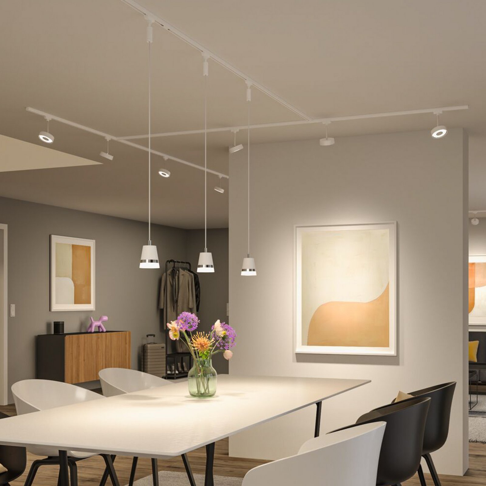 Paulmann URail Circle LED-Spot, 3 pakopų reguliavimas, 3000K, signalinė balta Paulmann URail Circle LED-Spot, 3 pakopų reguliavimas, 3000K, signalinė balta