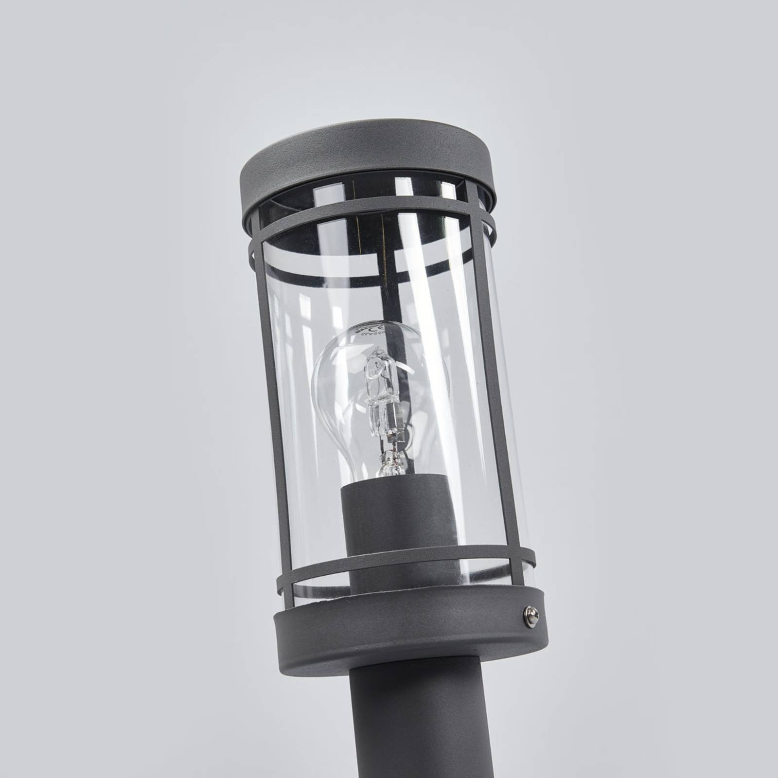 Lampa cokołowa Lindby Djori, ciemnoszary, stal nierdzewna, Ø 10,5 cm