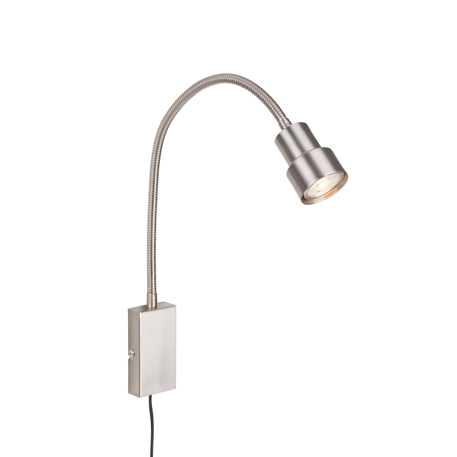 Tusi wall light with flexible arm, nickel