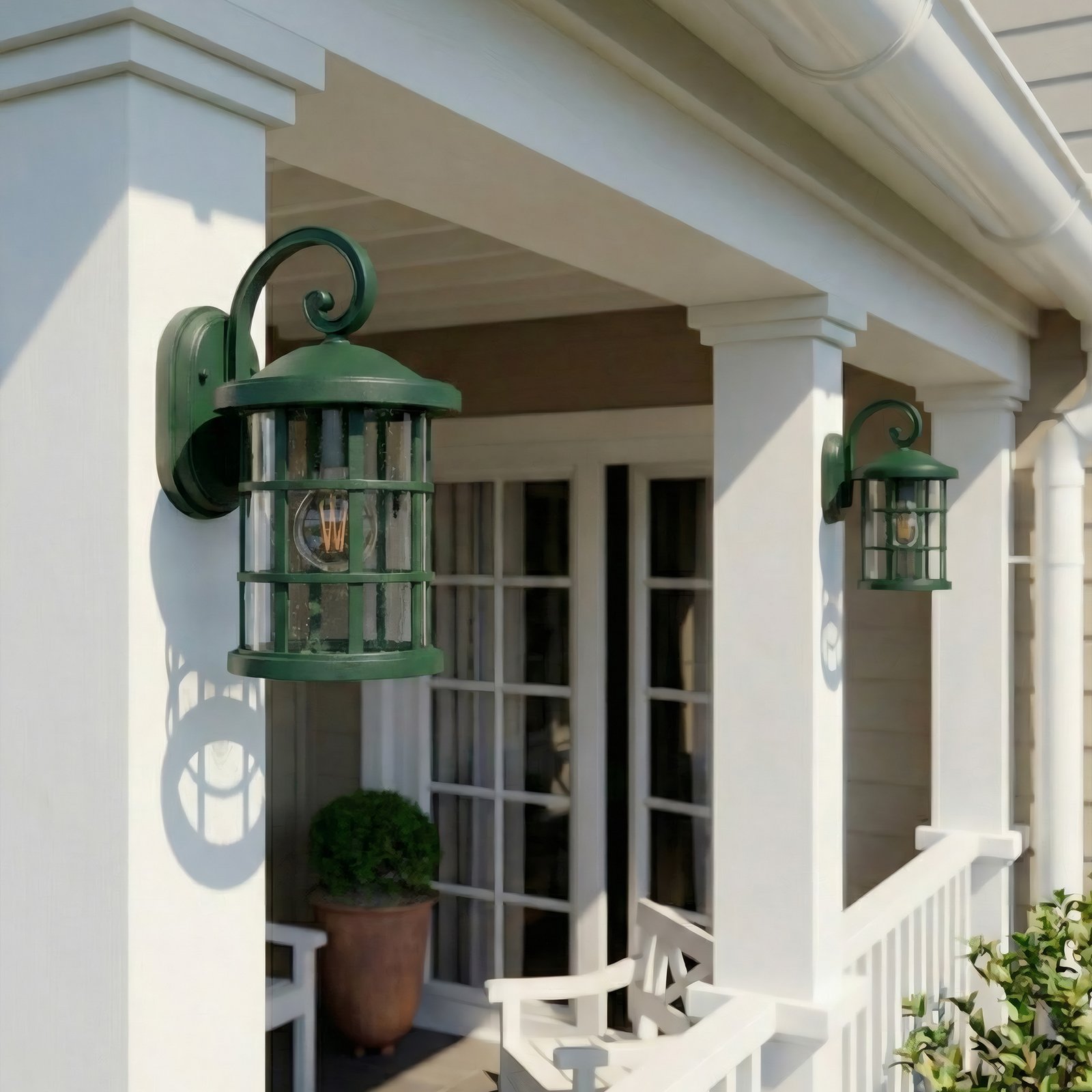 Lindby Außenwandlampe Ankea, grün, Höhe 37 cm, IP23, E27