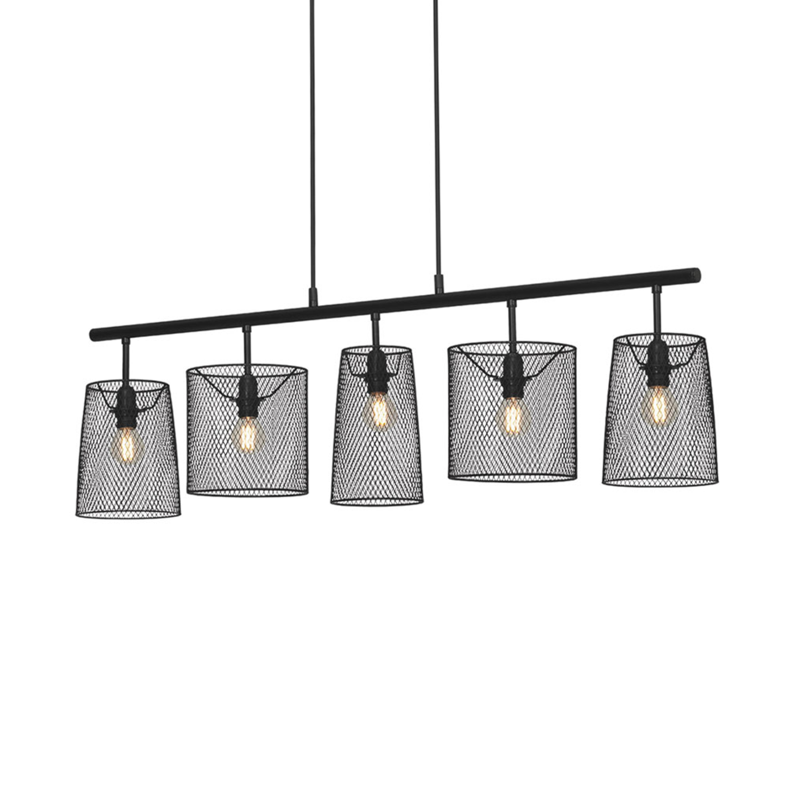 Retro hanging light, 5-bulb, black metal