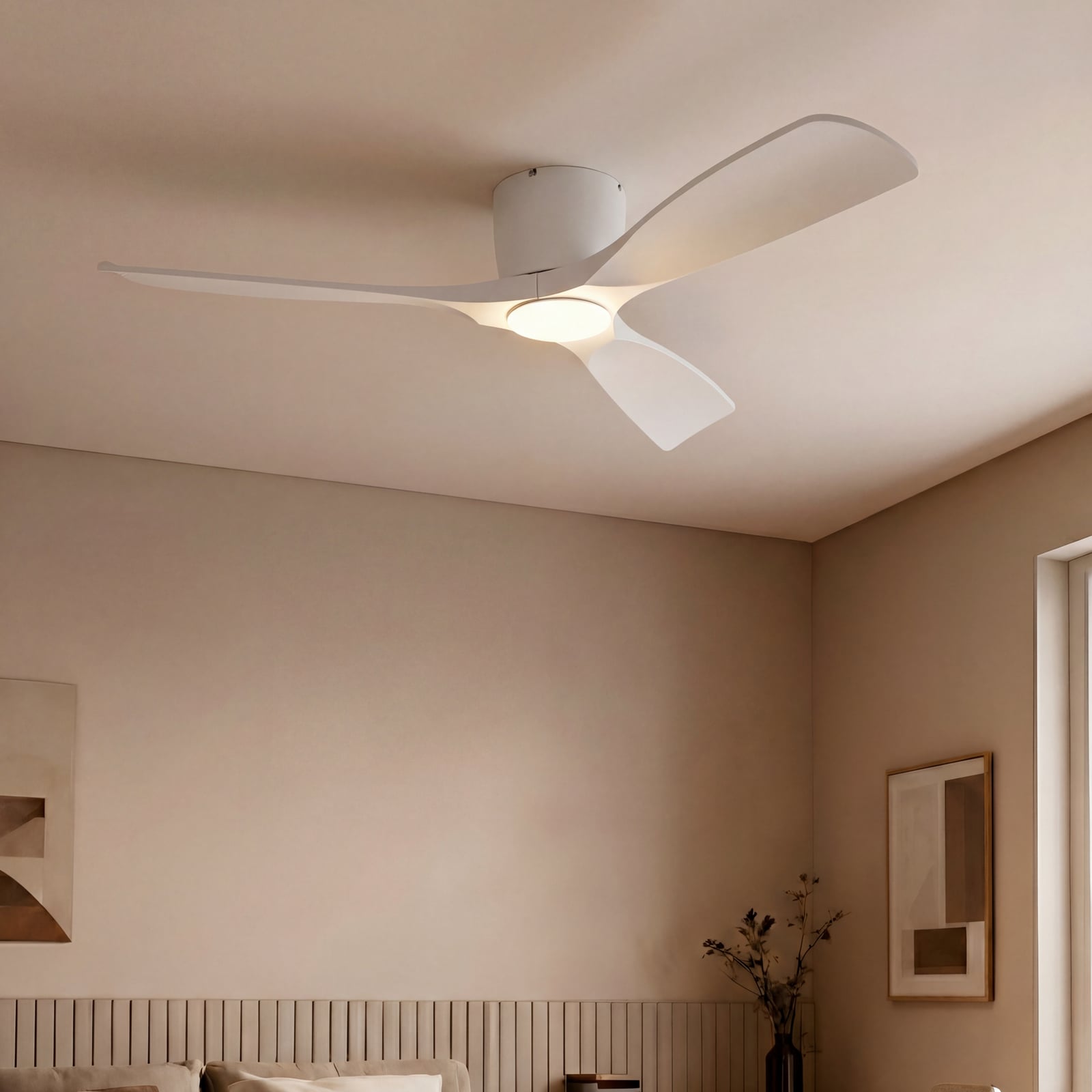 Lucande Smart LED ceiling fan Moneno, white, DC, Tuya Lucande Smart LED ceiling fan Moneno, white, DC, Tuya