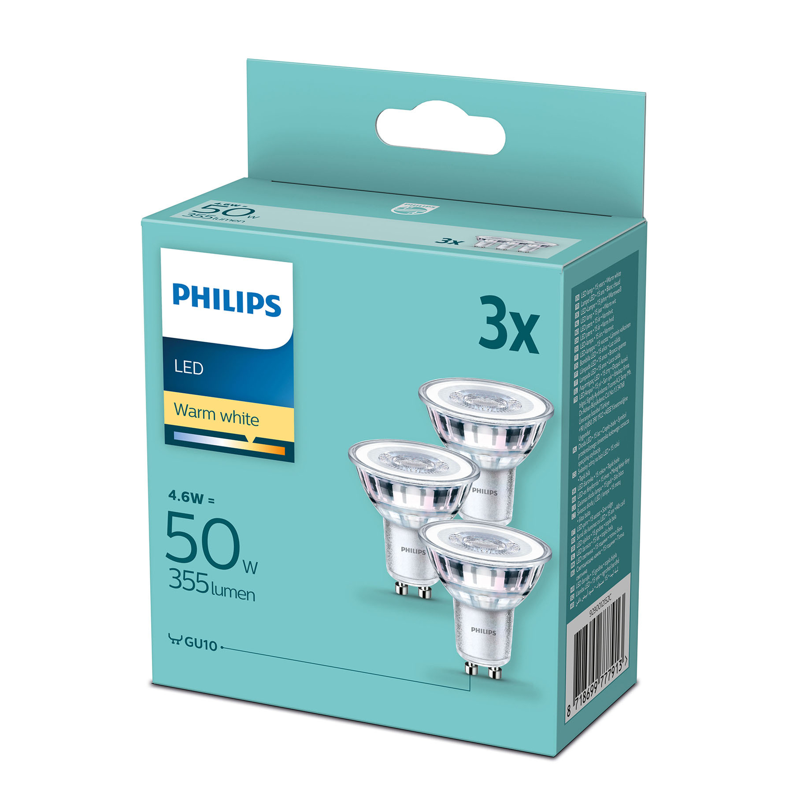 Philips reflectora LED GU10 4,6W 2.700 K, set de 3