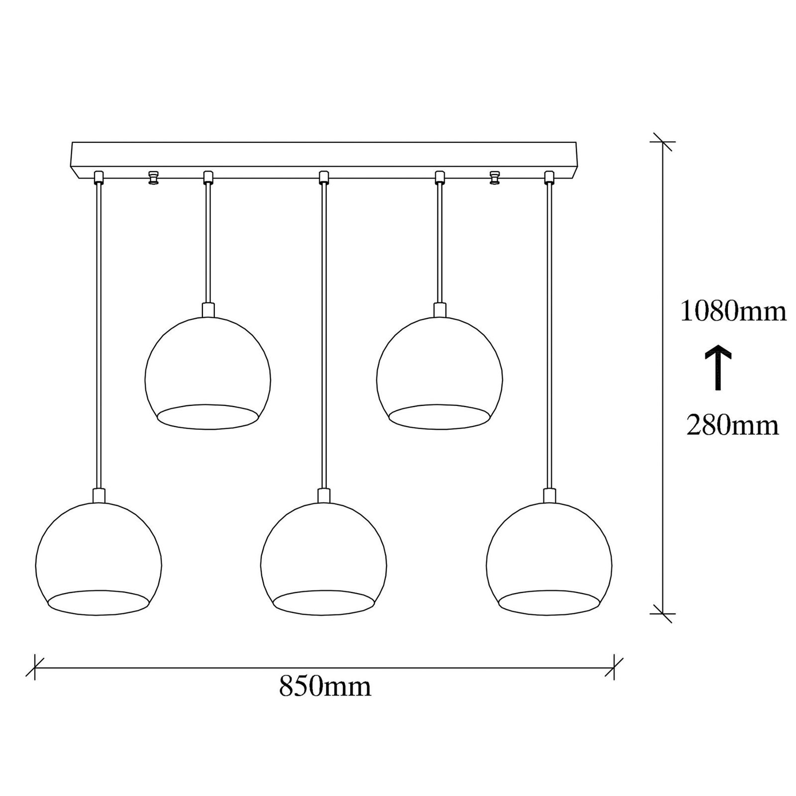 Sivani MR-1000 hanglamp, goud antiek, ijzer, 5-lamps