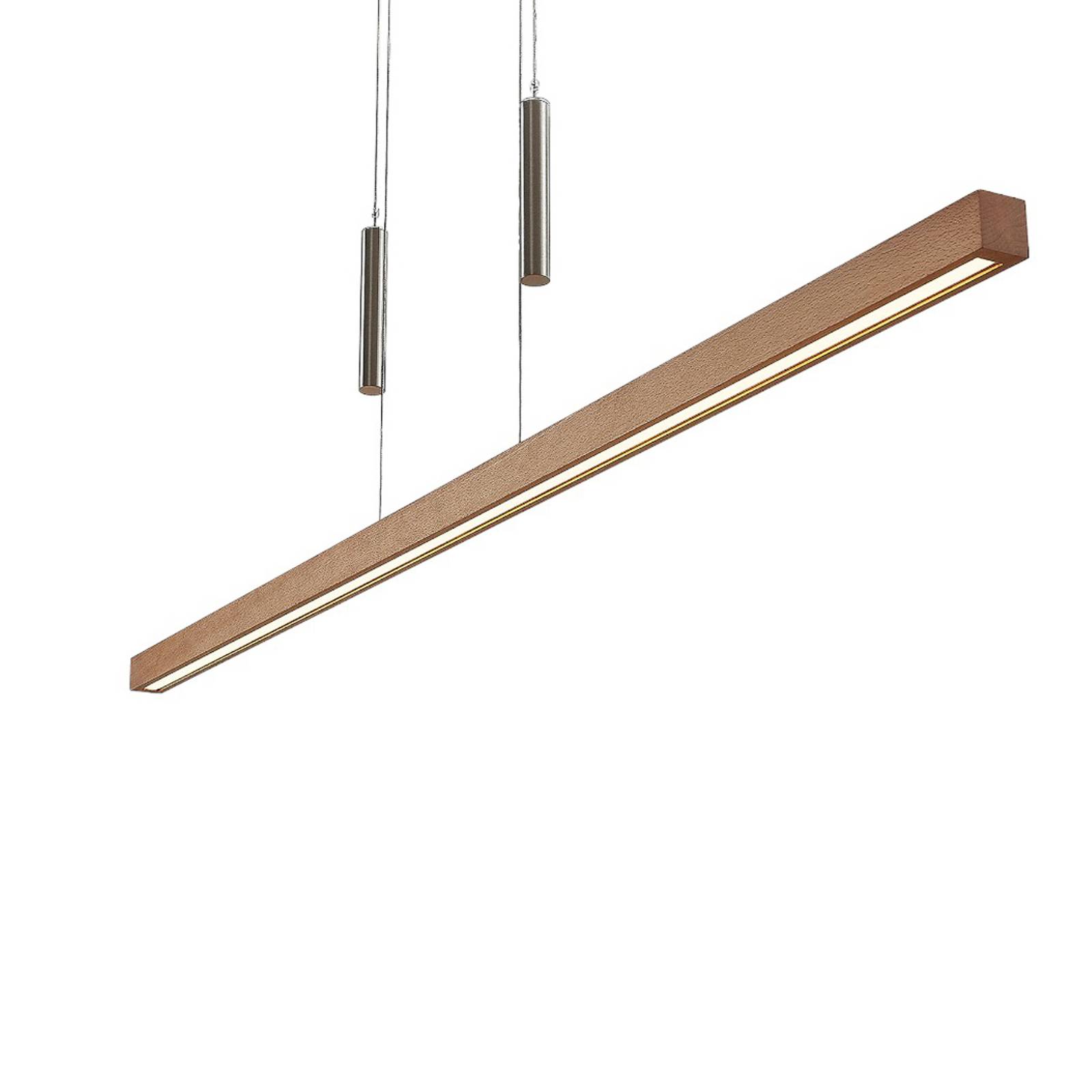 Suspension linéaire LED Tamlin en bois hêtre