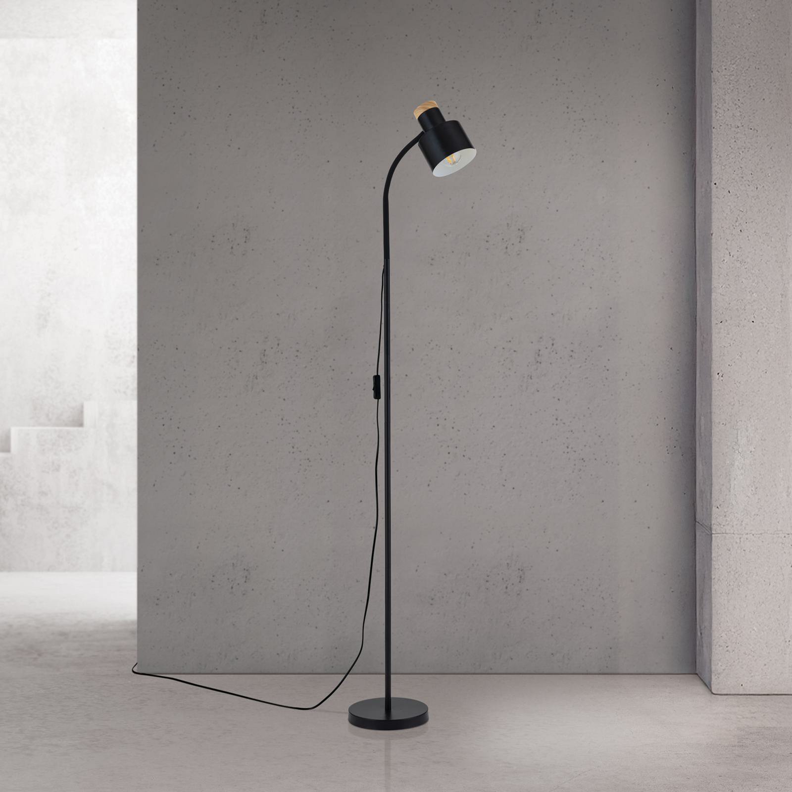 Gulvlampe Gili, sort mat, stål, højde 150 cm, E27