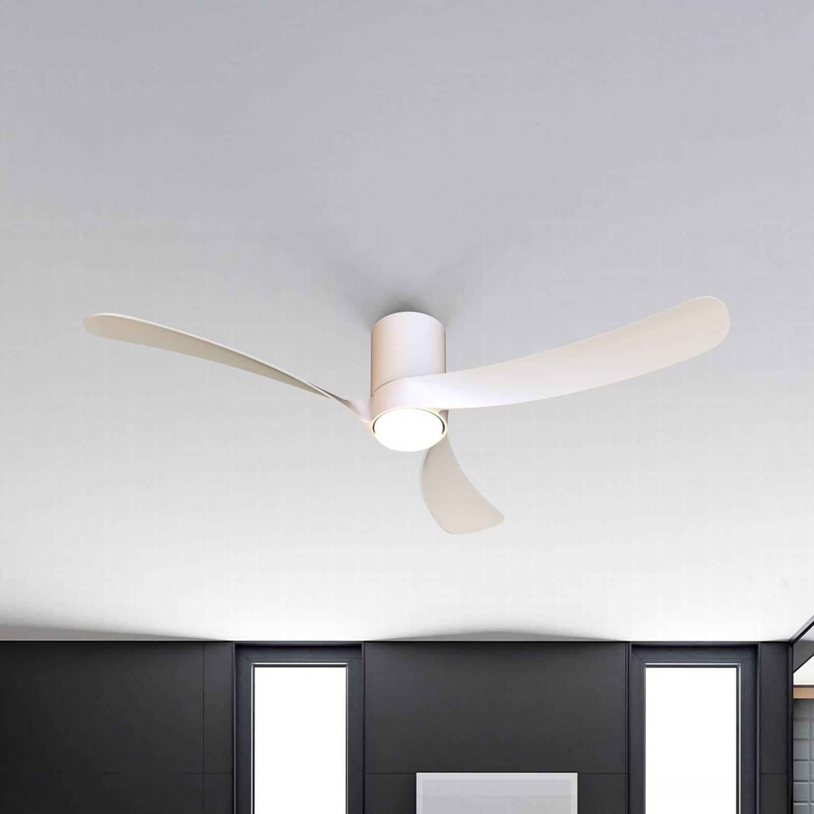 Wentylator sufitowy LED Nemo II L, biały, DC, cichy, CCT, 132 cm