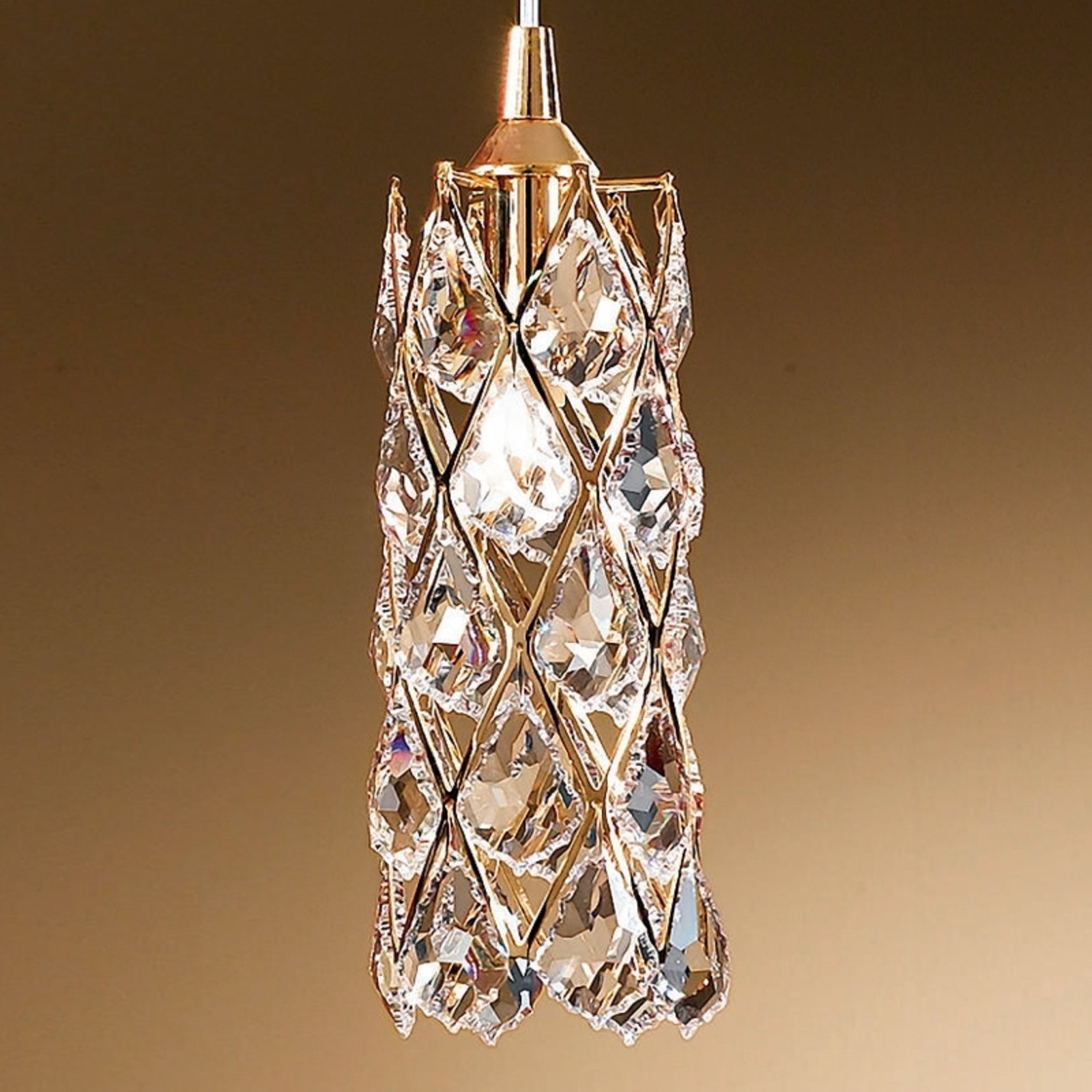 Aranyozott függő lámpa CHARLENE kristályokkal
