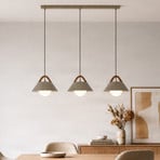 Hängeleuchte Funda, beige, Länge 110 cm, 3-flg., Metall/Glas