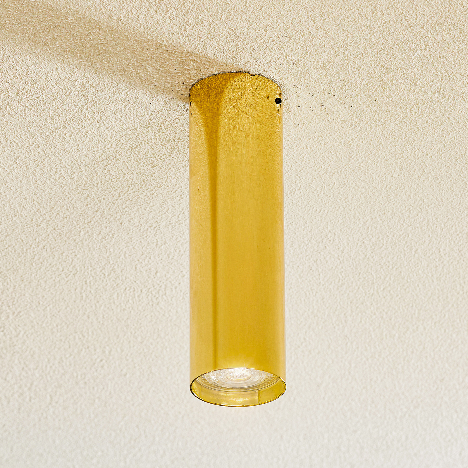 Tesa ceiling spotlight, brass, height 18 cm