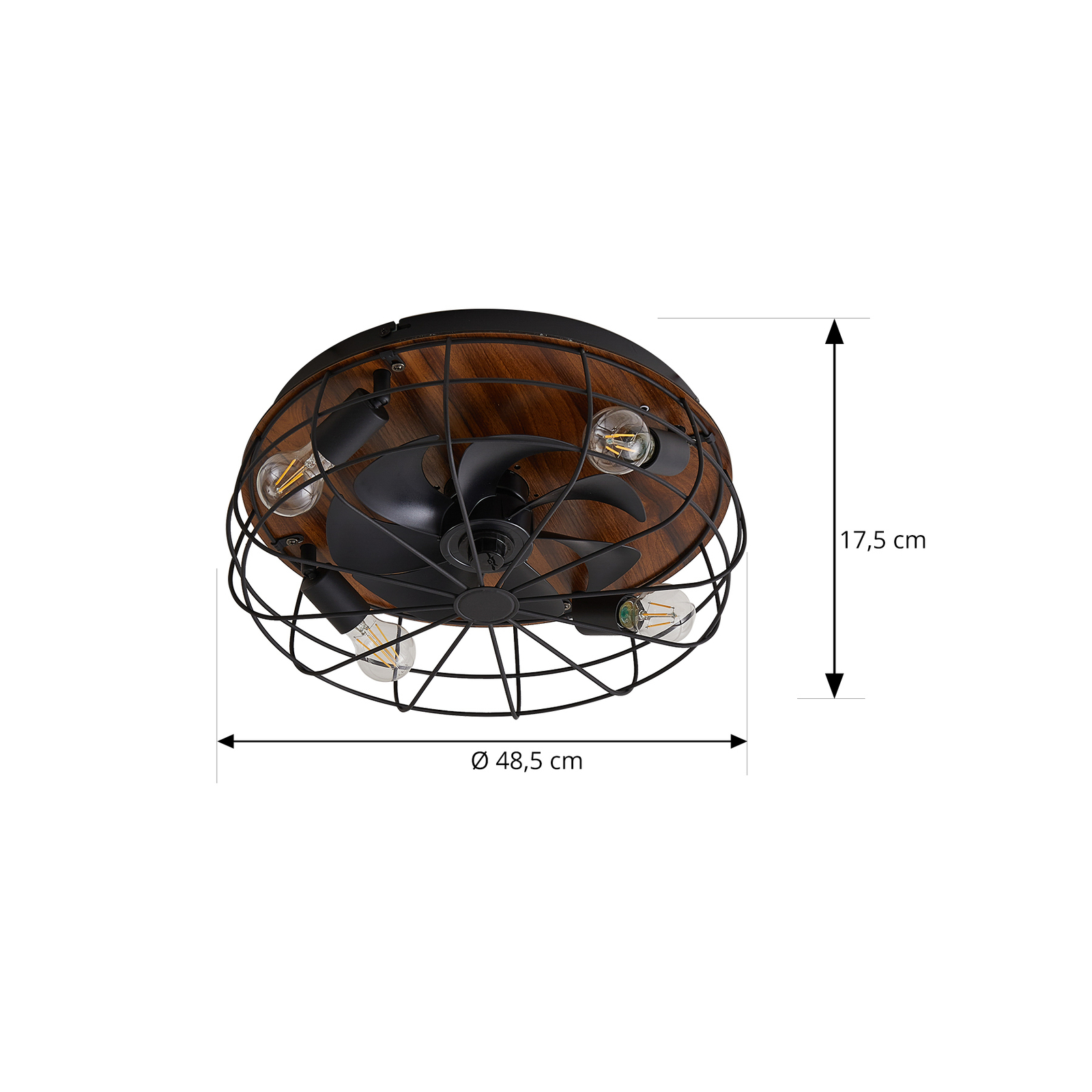 Stropní ventilátor Starluna s osvětlením Corlys, tichý, dřevo